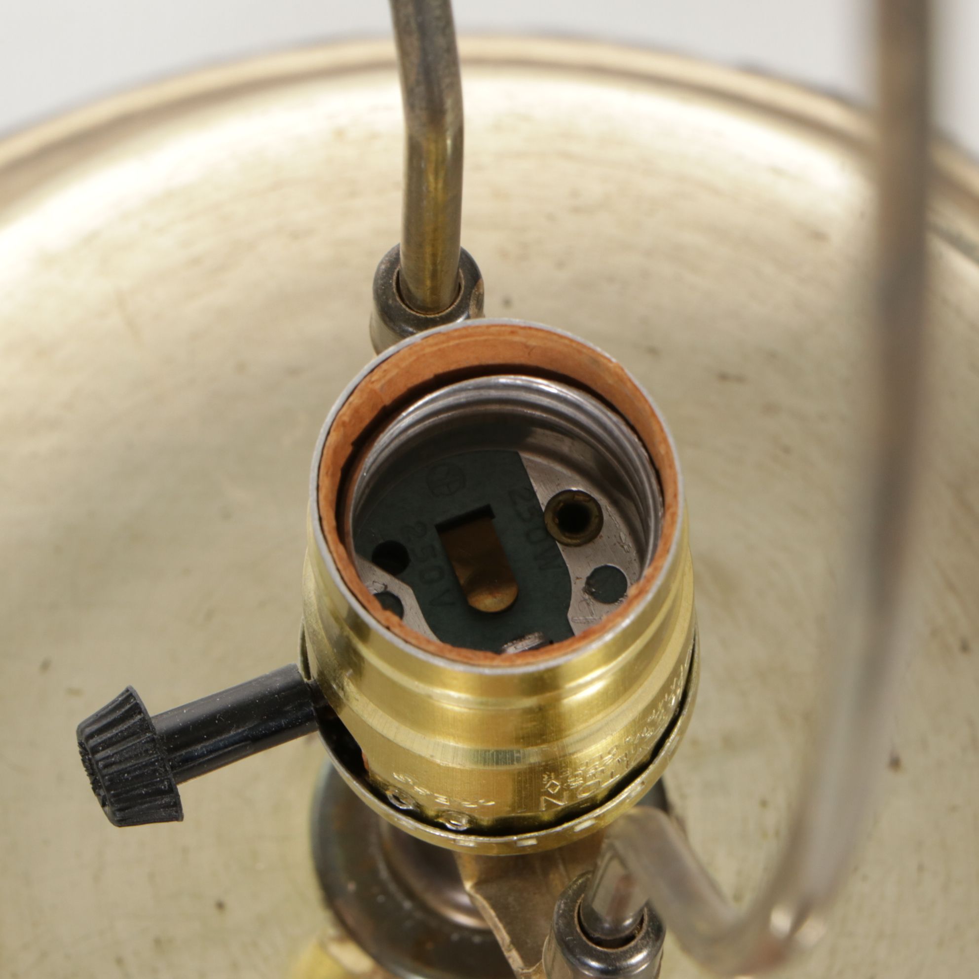 Floral Embossed Brass Urn Table Lamps with Pleated Lampshades