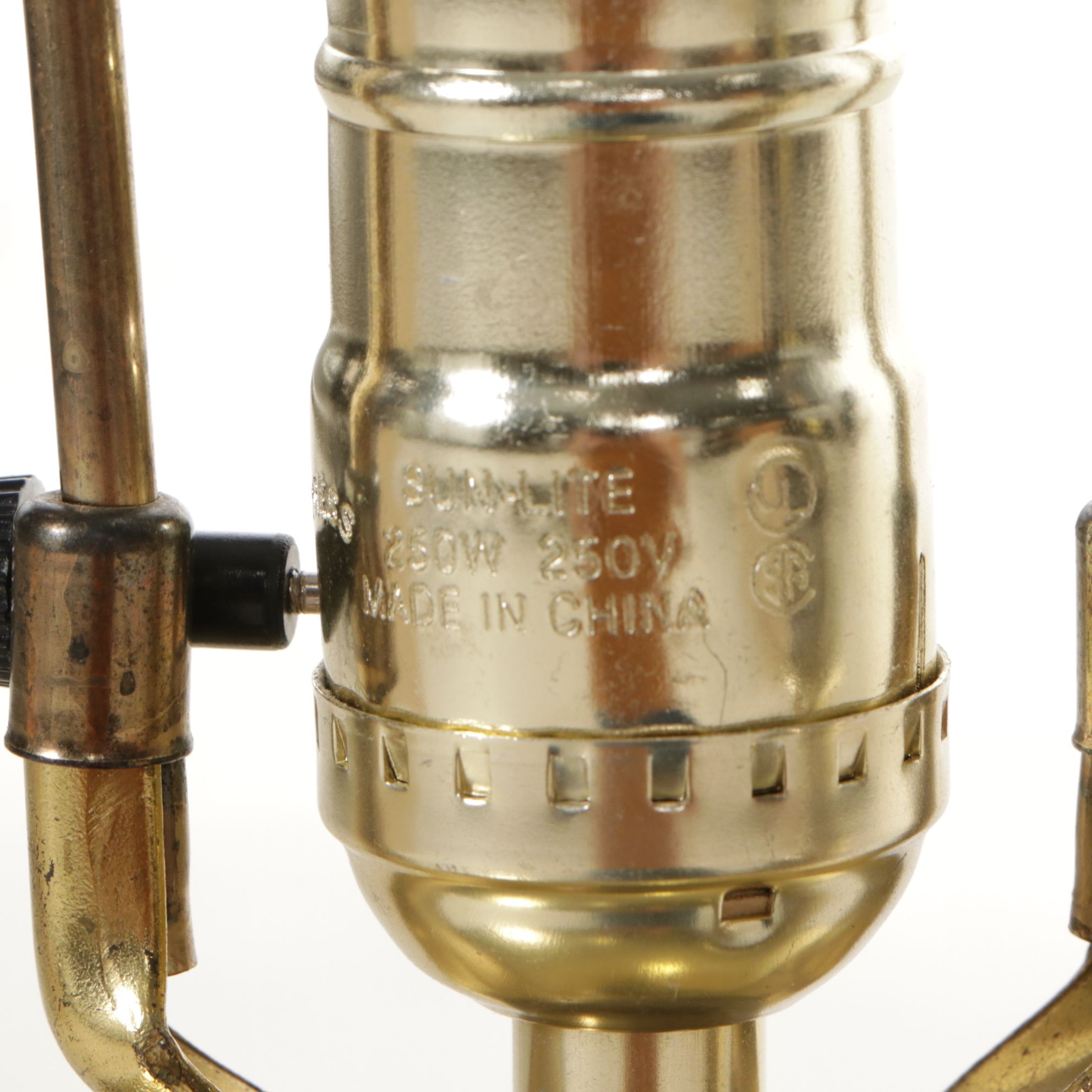 Floral Embossed Brass Urn Table Lamps with Pleated Lampshades