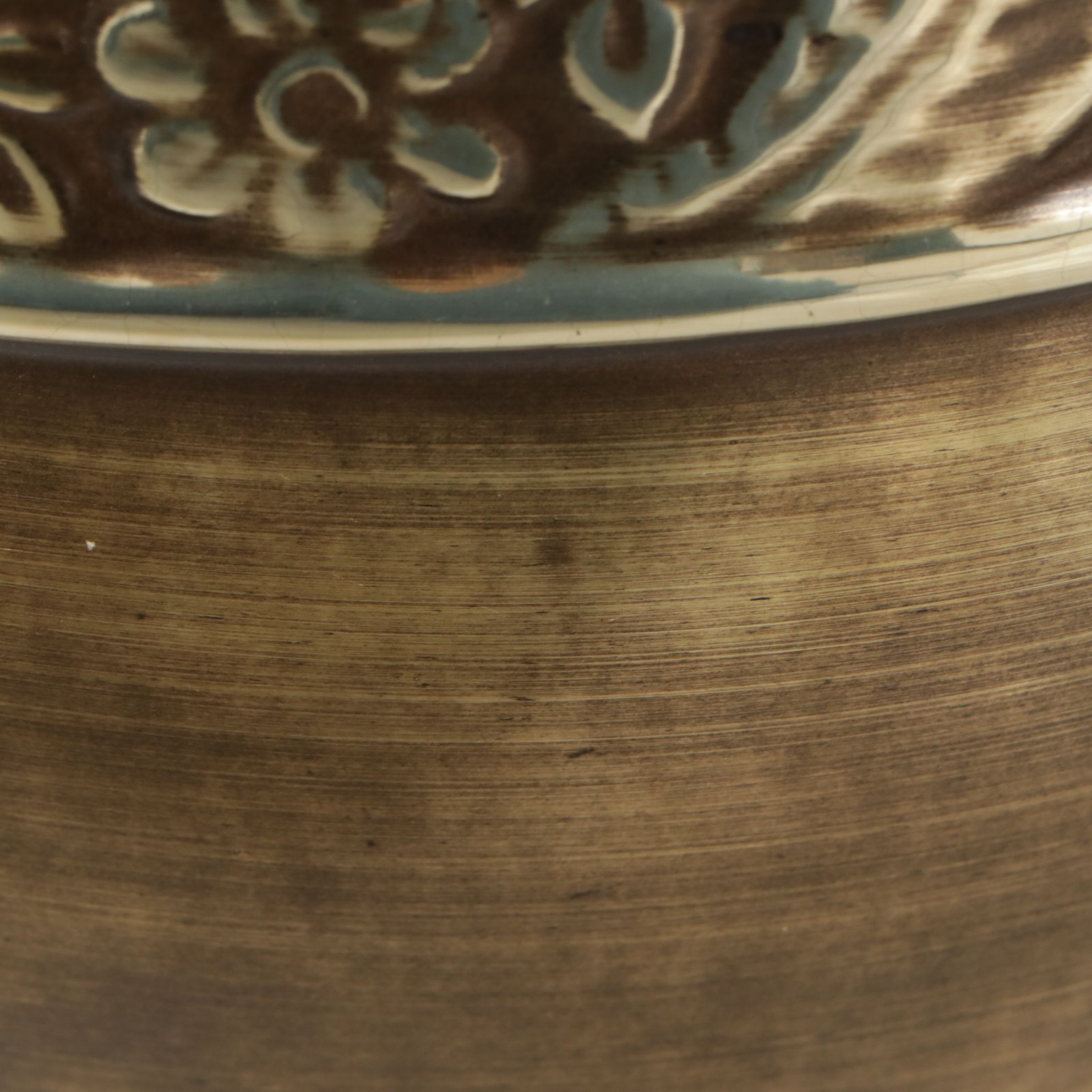 Floral Embossed Brass Urn Table Lamps with Pleated Lampshades