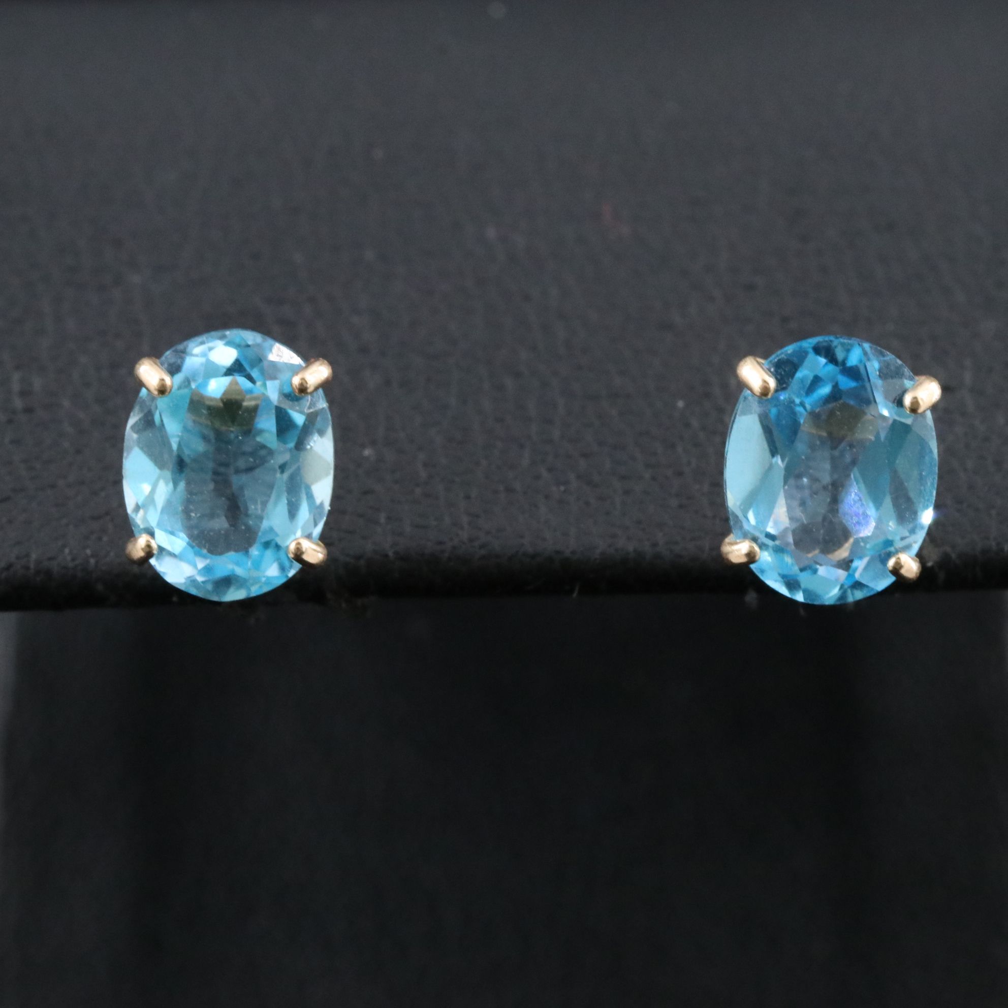 14K Swiss Blue Topaz Earrings