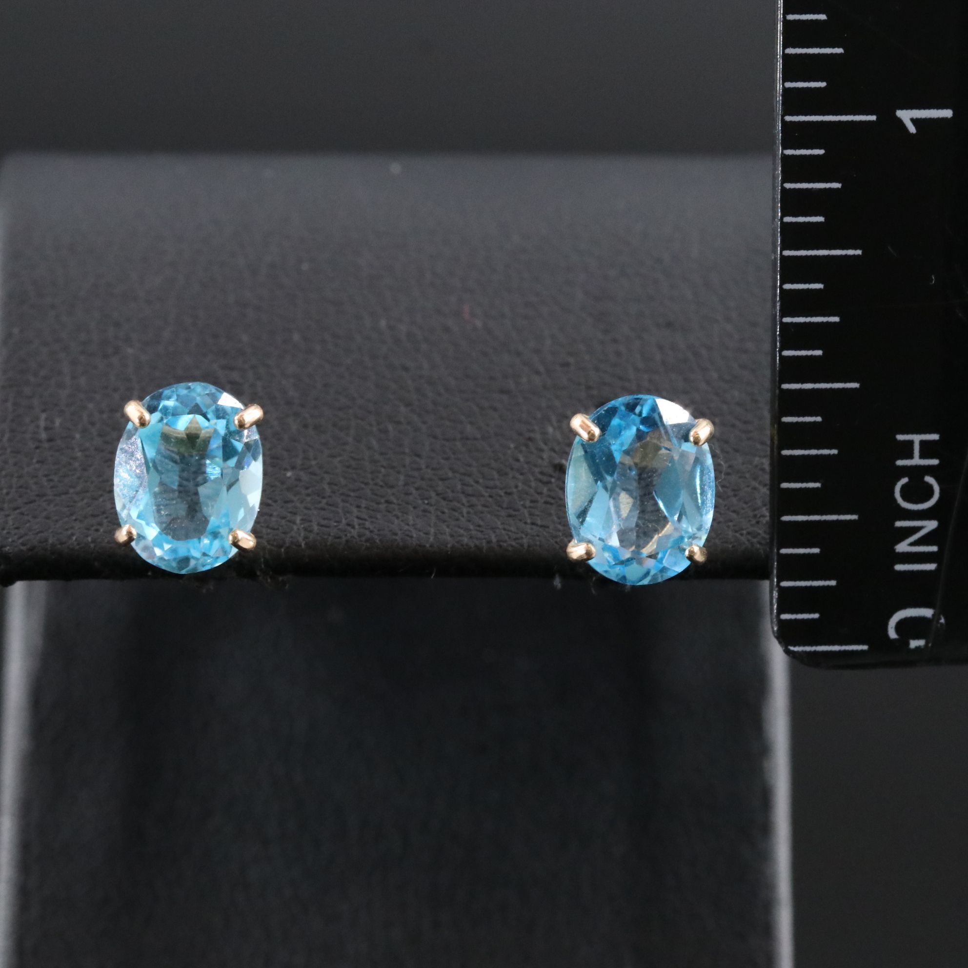 14K Swiss Blue Topaz Earrings