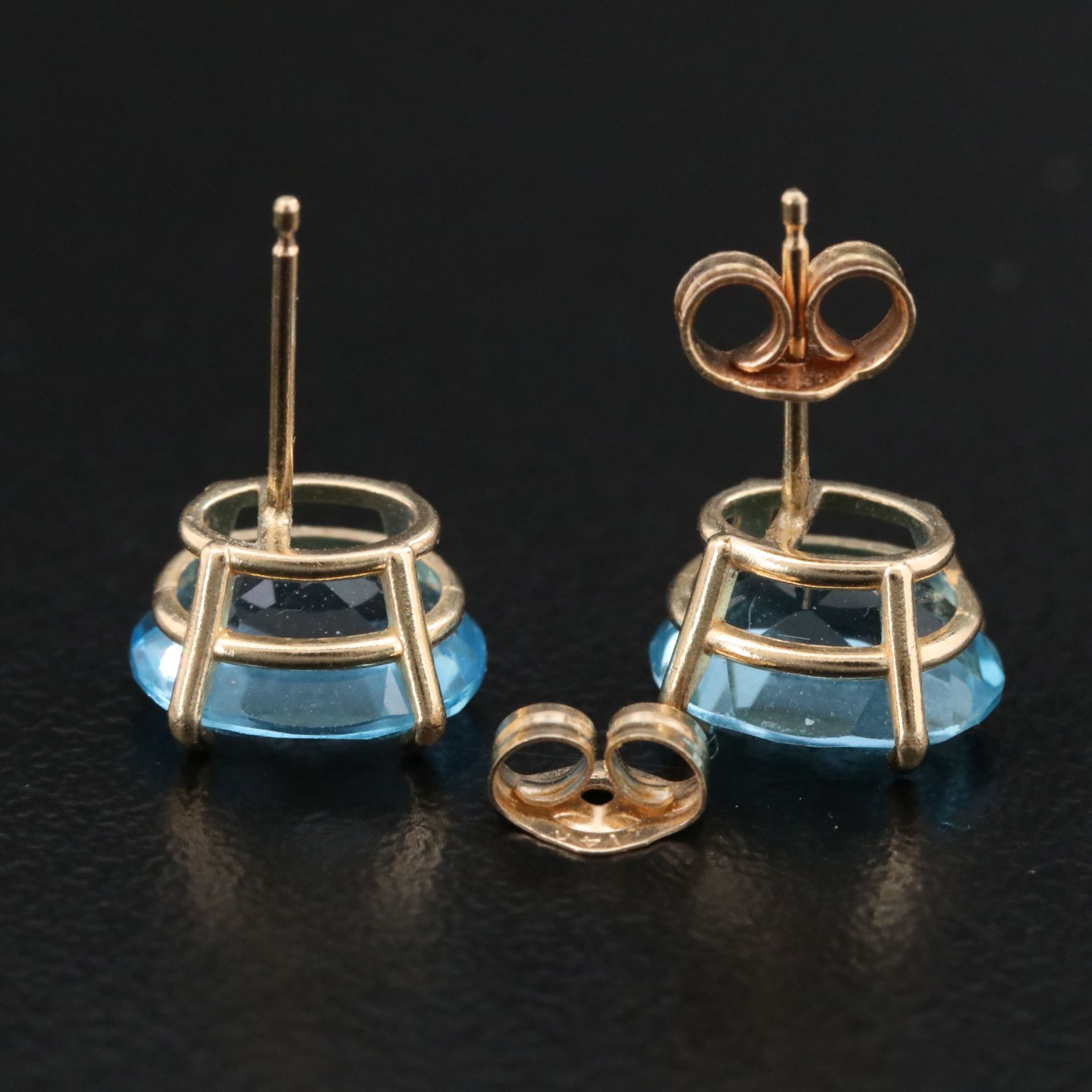 14K Swiss Blue Topaz Earrings