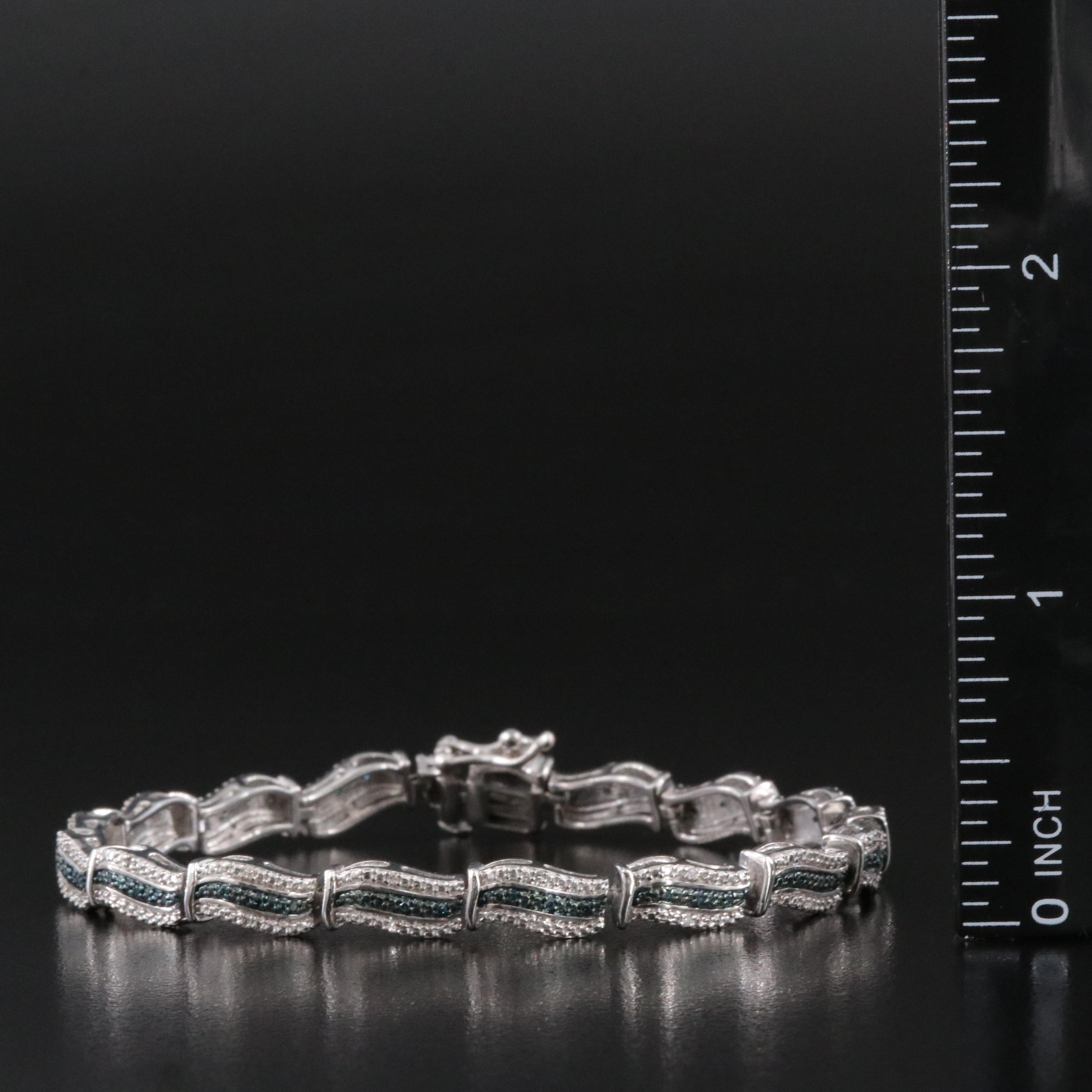Sterling Diamond and Lab Grown Diamond Wave Bracelet
