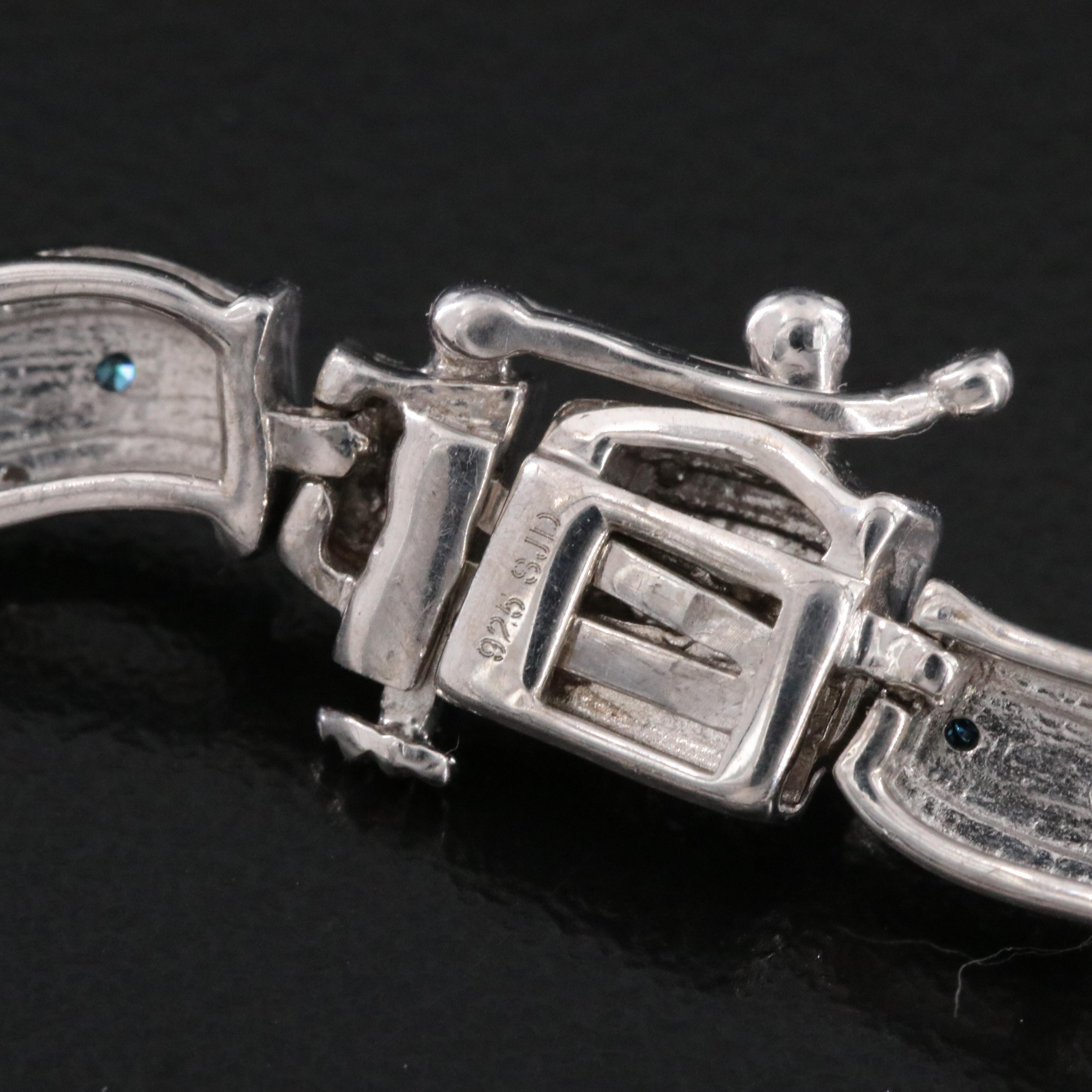 Sterling Diamond and Lab Grown Diamond Wave Bracelet