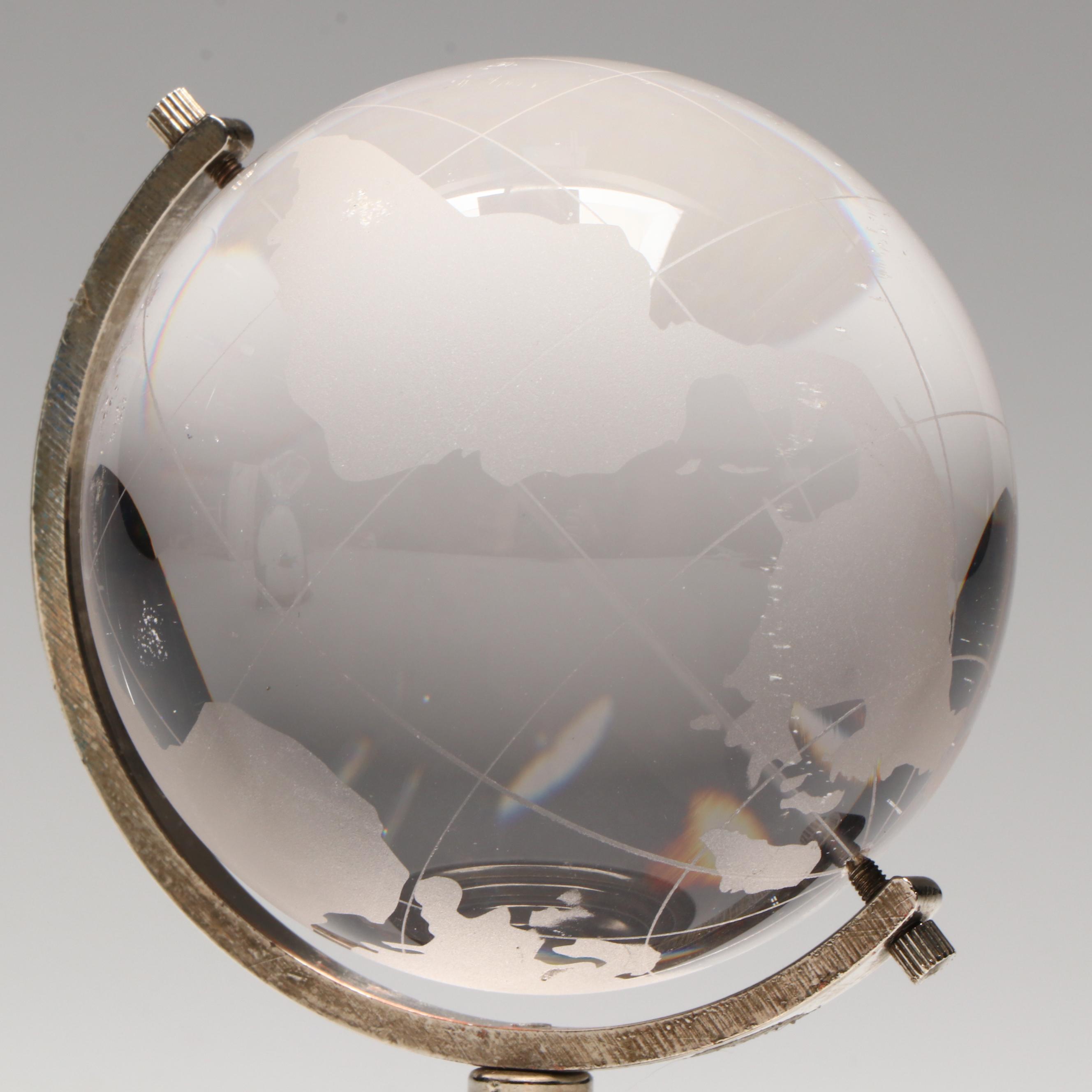 Studio Glass Pet Store Fish in Bag with Etched Globe Paperweights