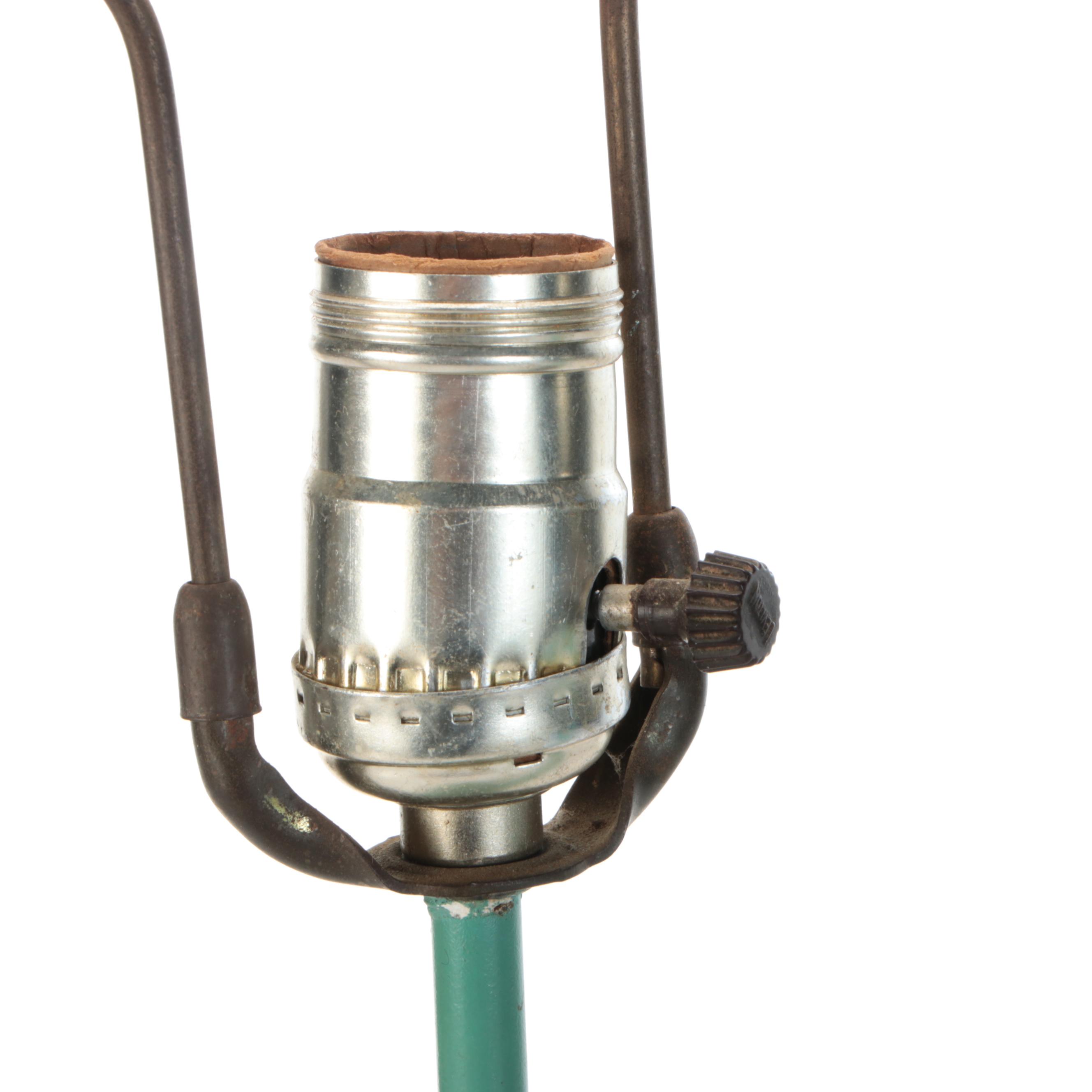 Pair of Mid Century Modern Turquoise Textured Abstract Table Lamps