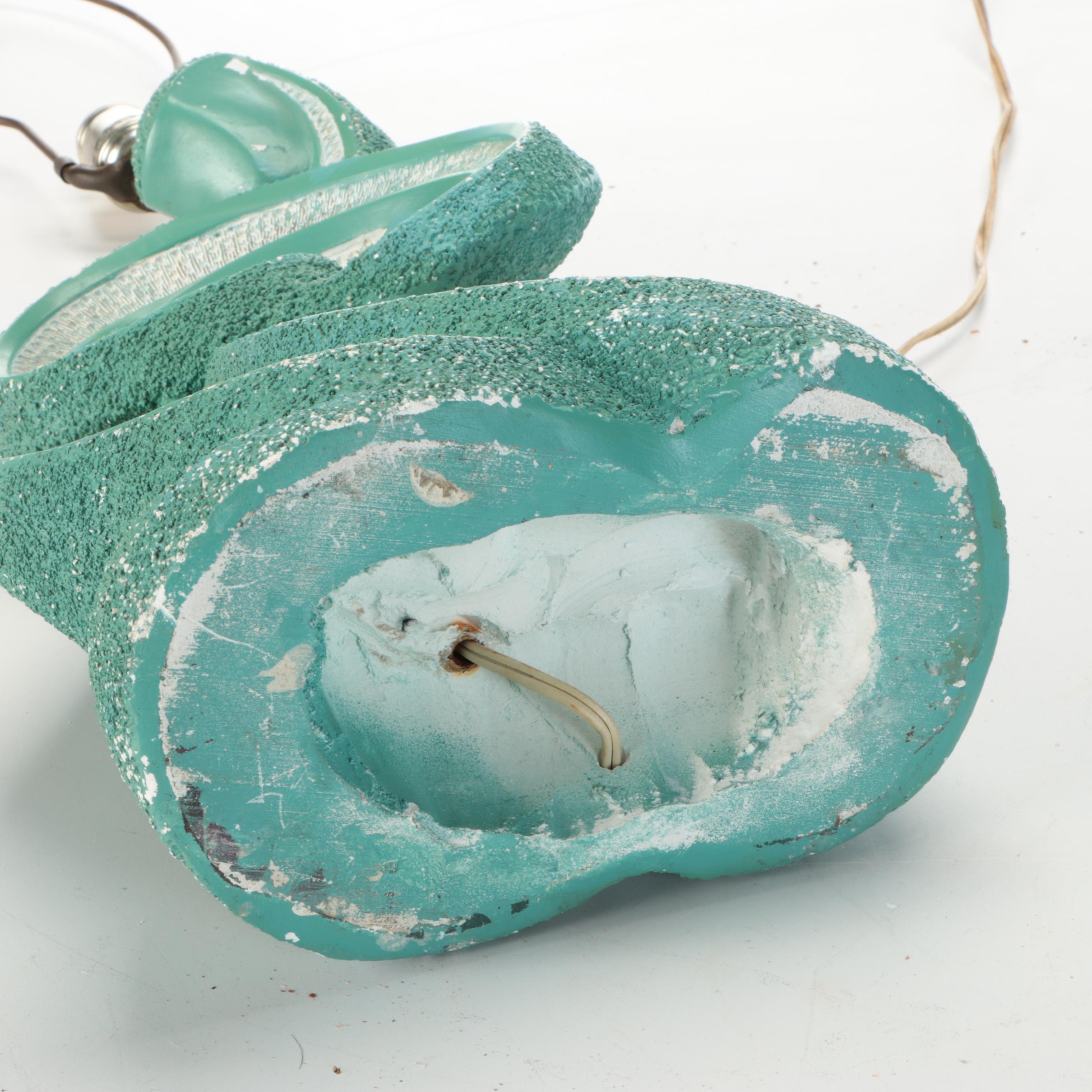 Pair of Mid Century Modern Turquoise Textured Abstract Table Lamps