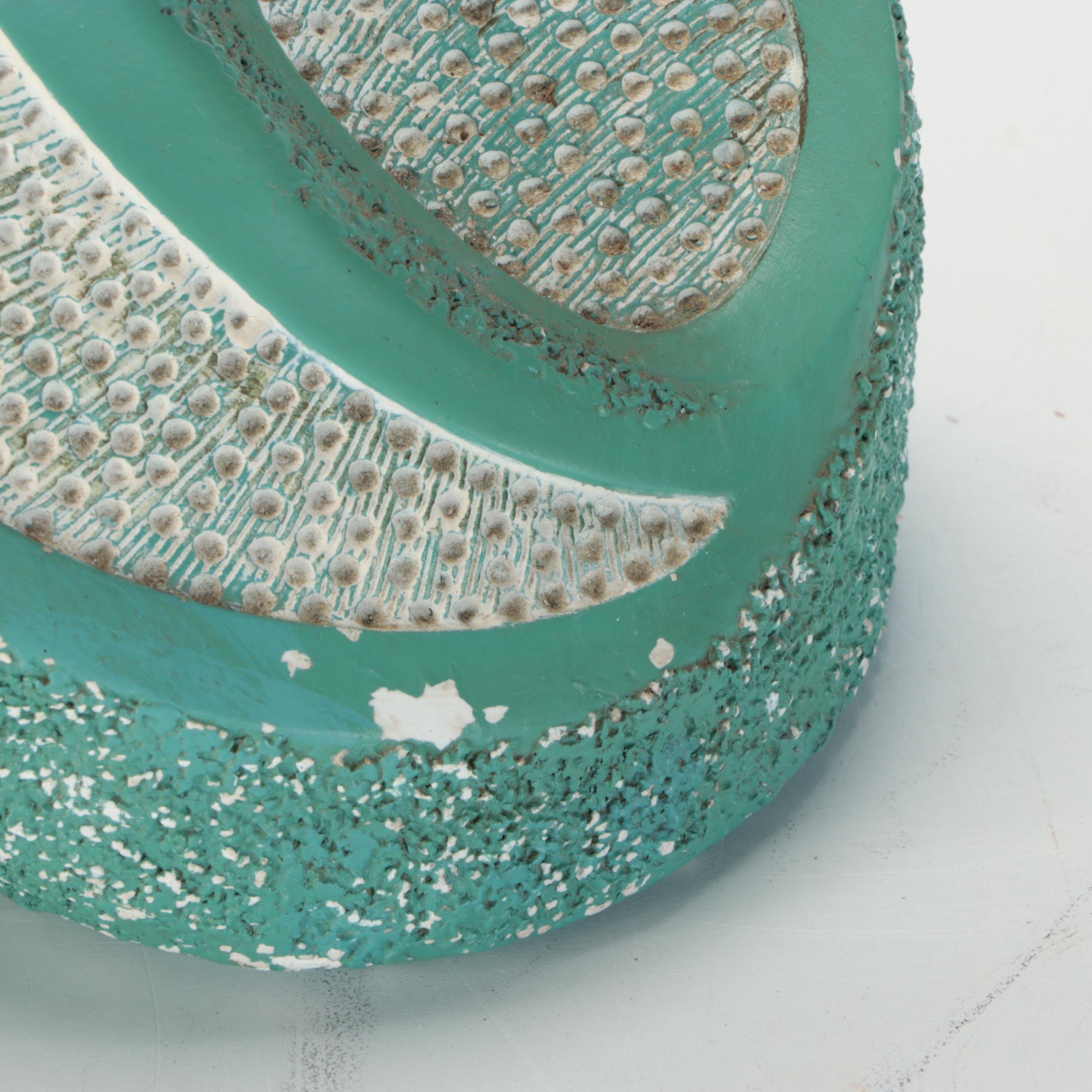 Pair of Mid Century Modern Turquoise Textured Abstract Table Lamps