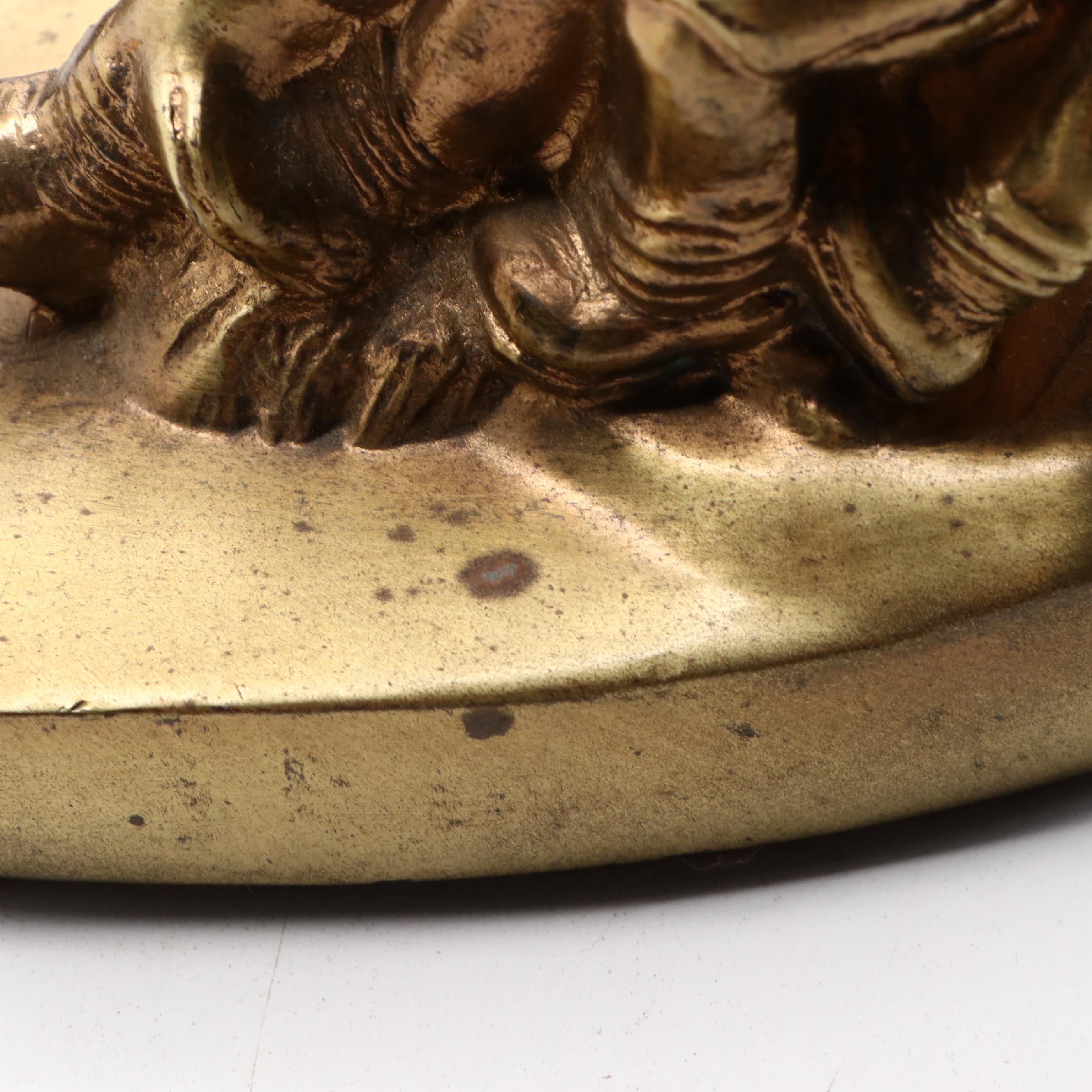 PM Craftsman Brass Finish Tug-of-War Bookends, Mid-20th Century