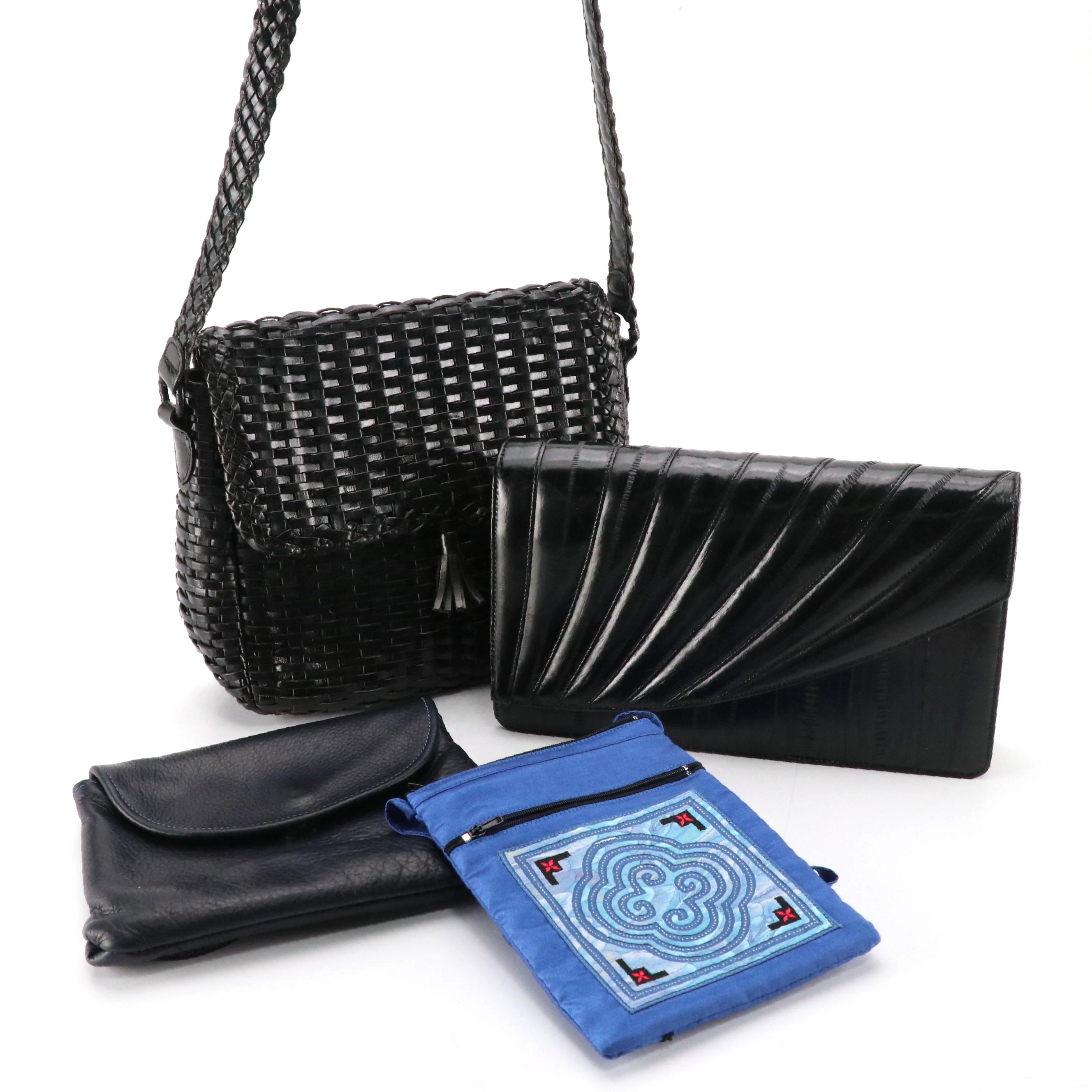 Talbots Wicker Woven Leather Crossbody Bag, Other Eel Skin Clutch, and More