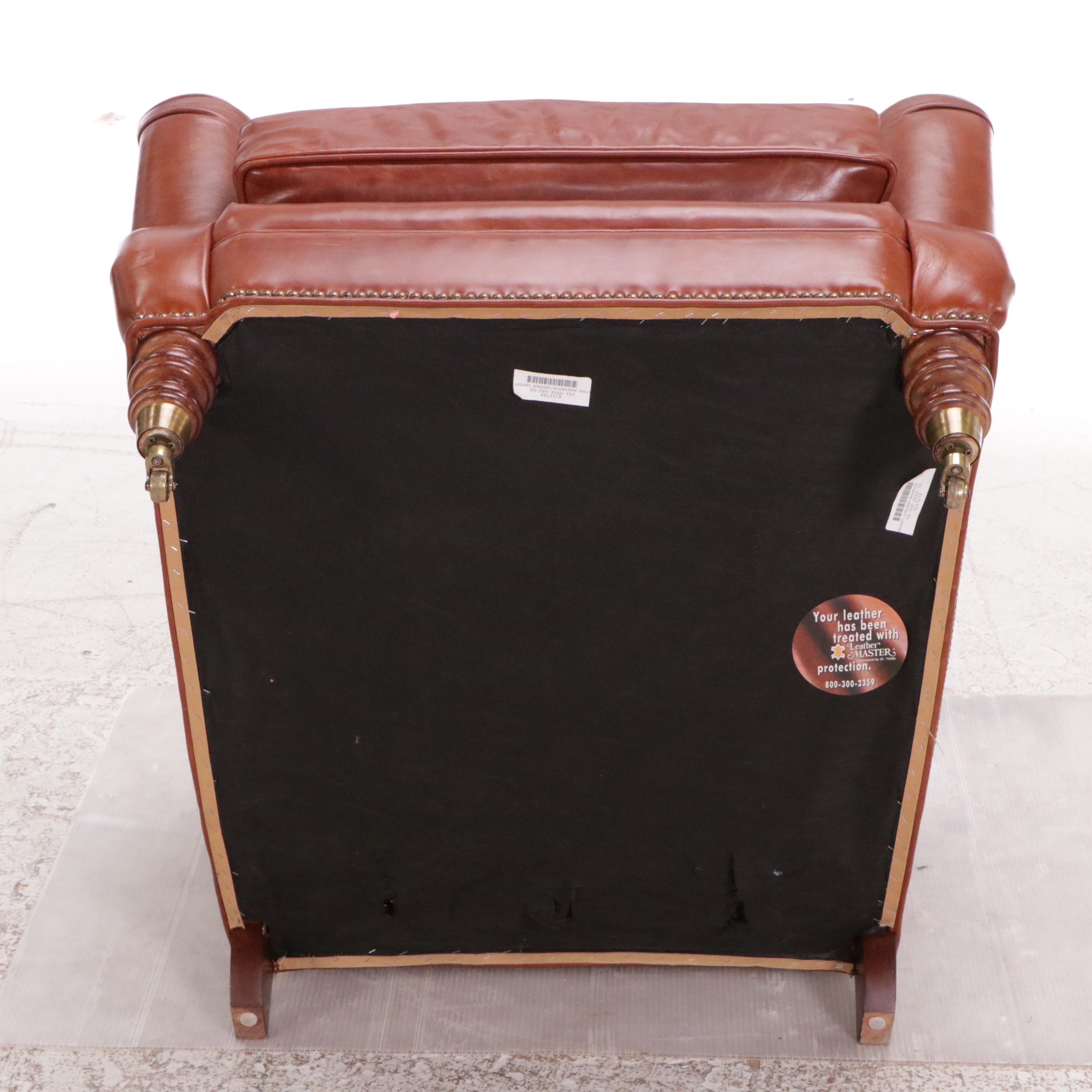 Wesley Hall "Barrington" Chestnut Brown Leather Armchair and Ottoman