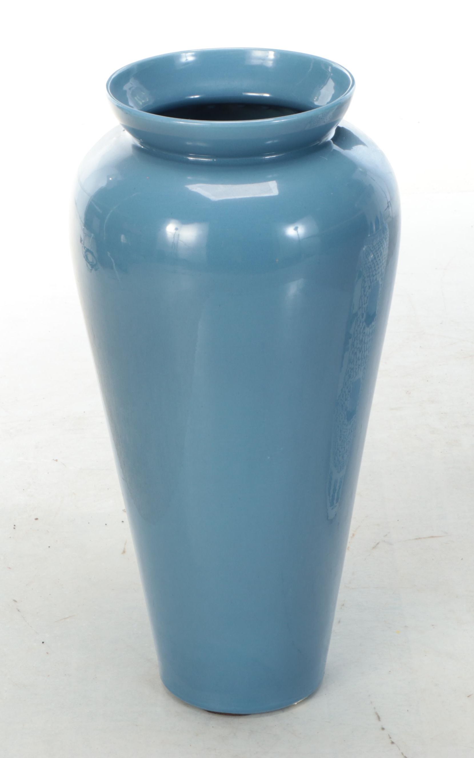 Chinese Famille Rose Porcelain Planter and Vase with Blue Porcelain Vase