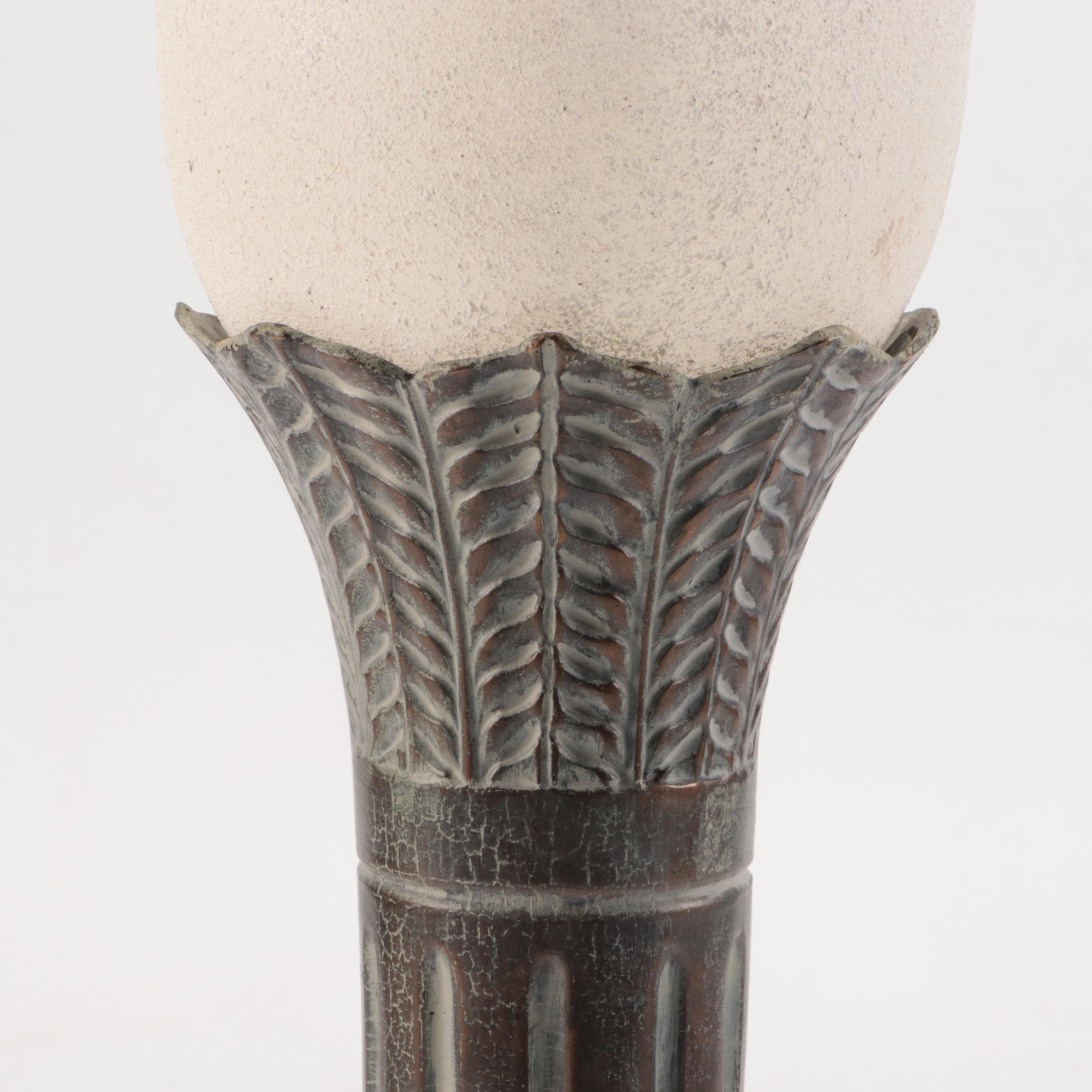 DiErras Faux Stone and Metal Torchiere Table Lamp, 1985