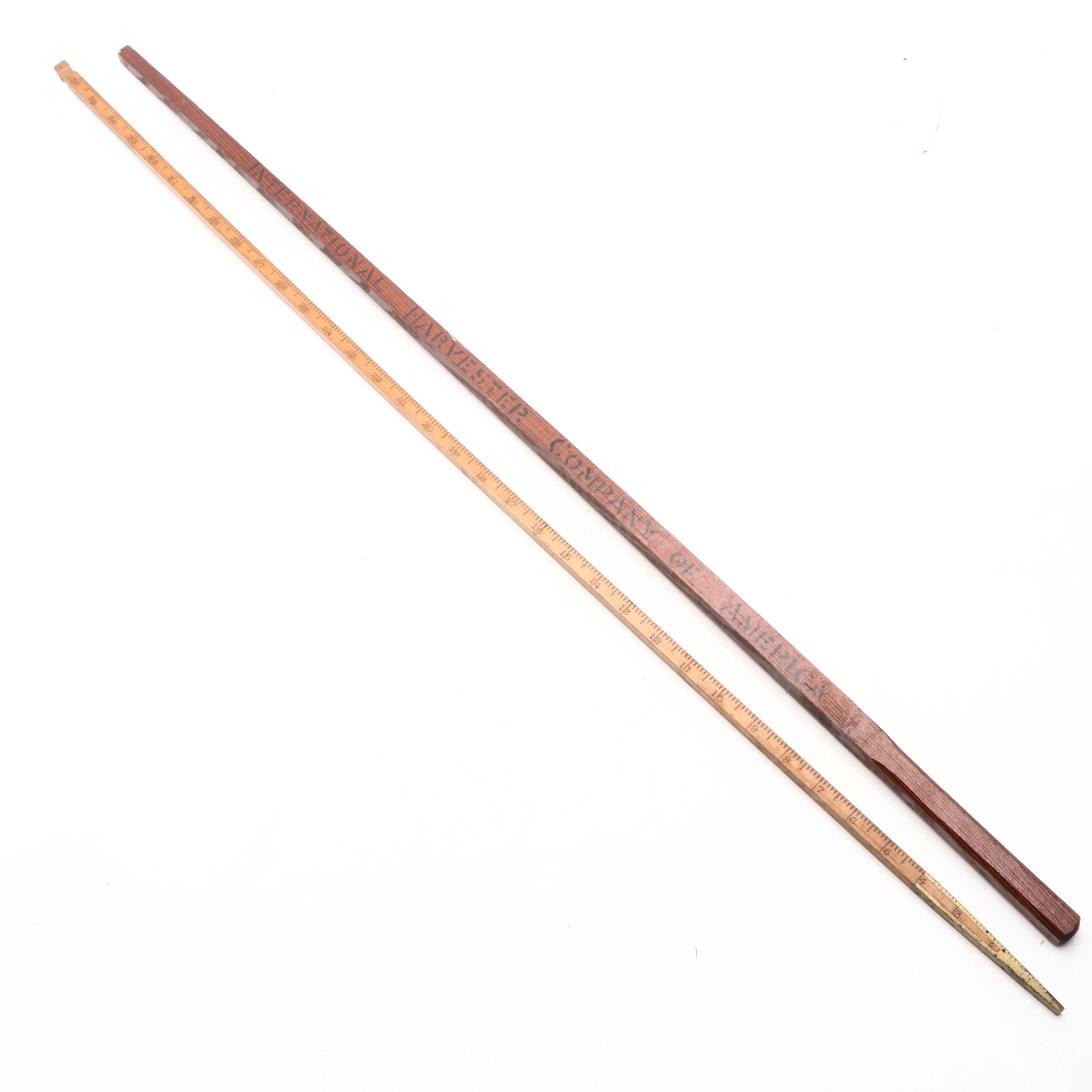 Pair of Tractor Kerosene Distillate Wooden Fuel Measuring Sticks