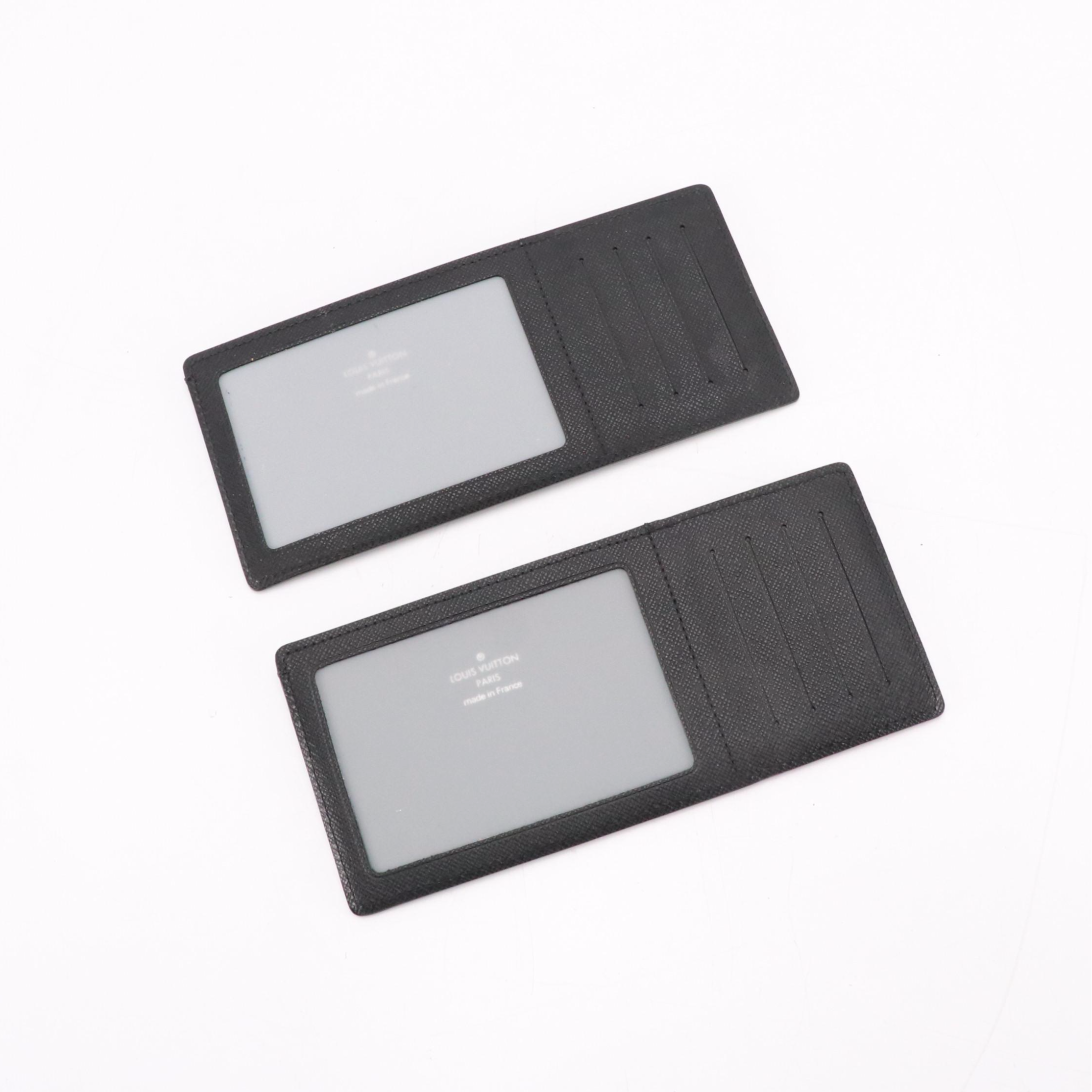 Louis Vuitton Card Holder Inserts in Damier Graphite Canvas and Black Leather