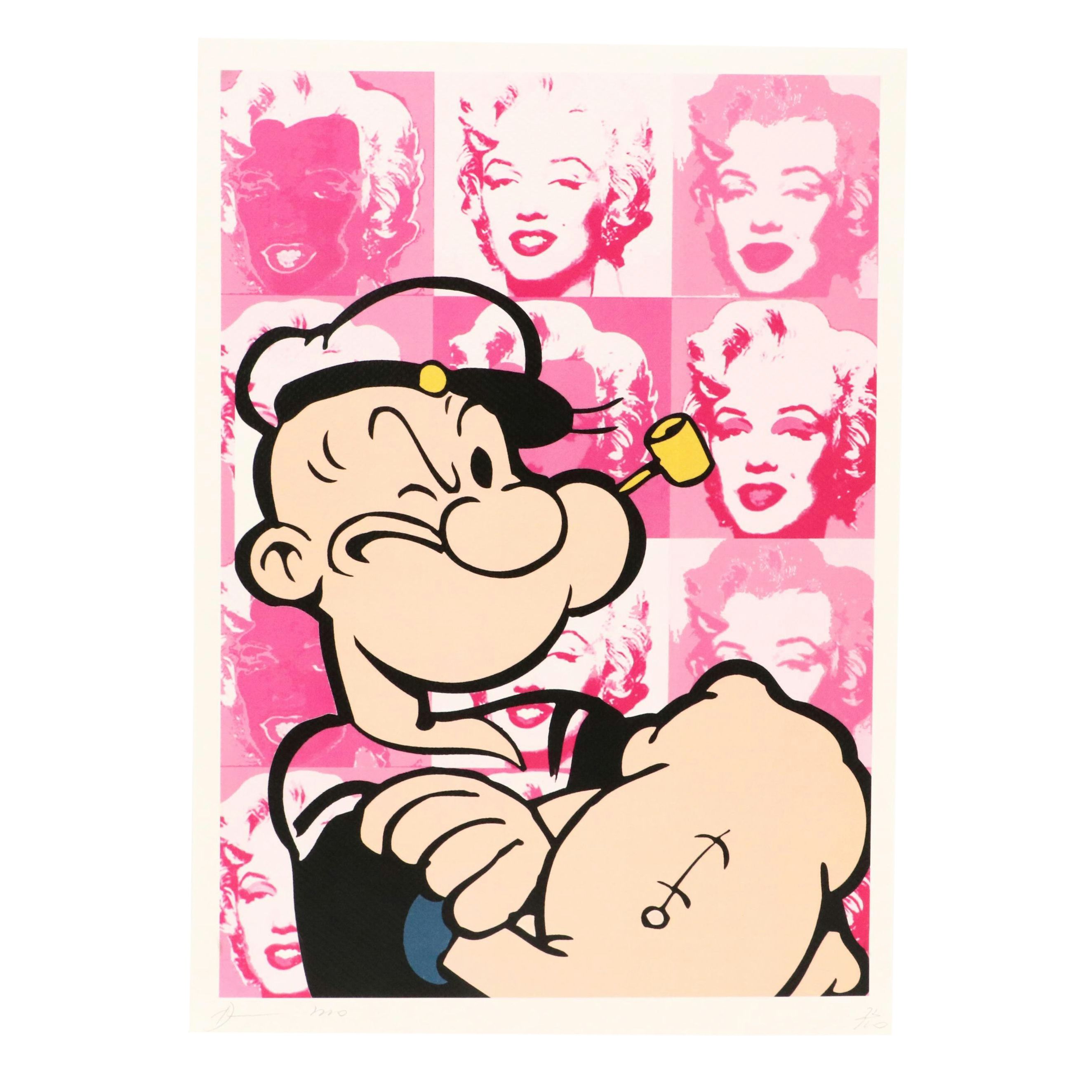 Death NYC Pop Art Digital Print with Popeye and Marilyn Monroe, 2020
