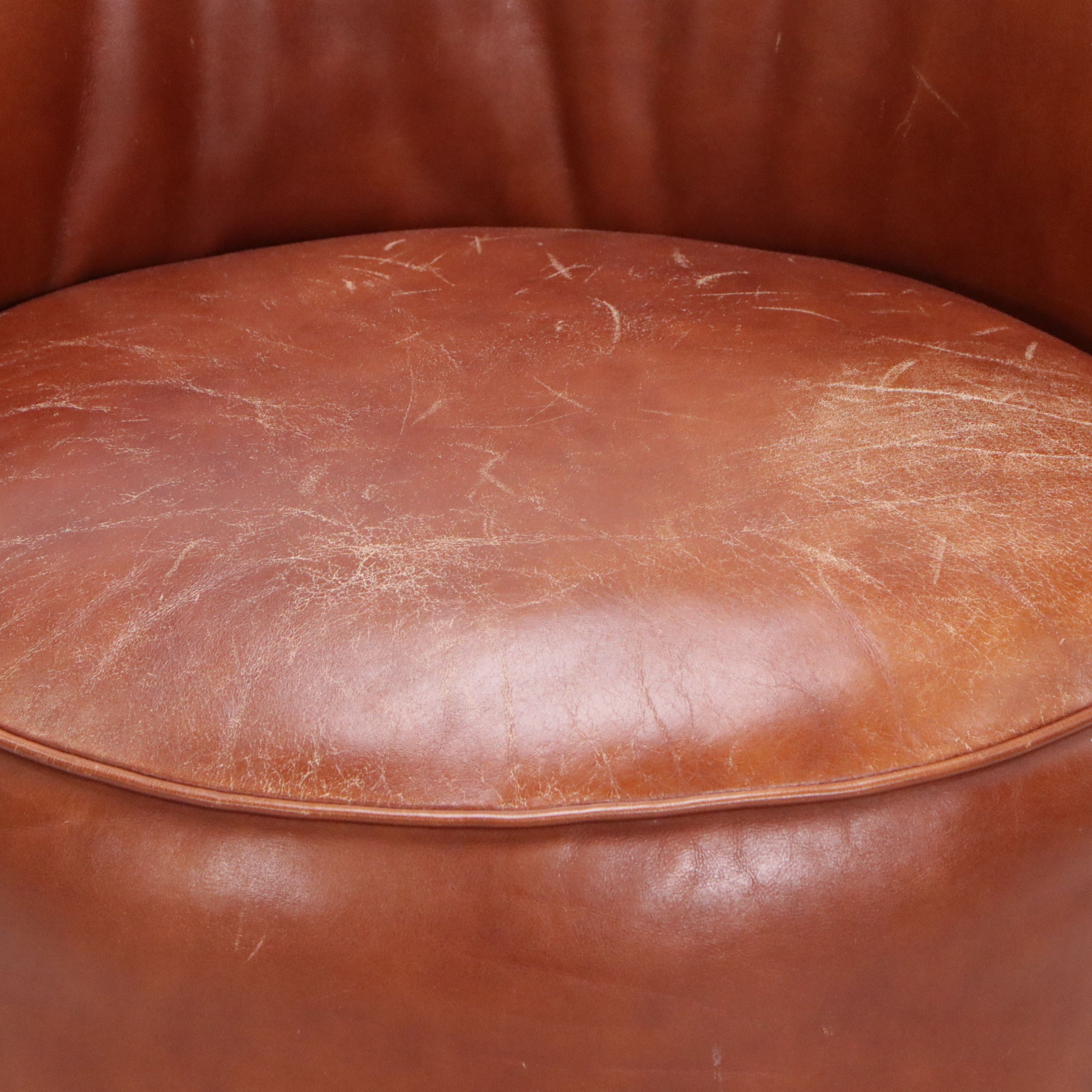Michael C. Smith Jasper Furniture Leather Barrel Chair