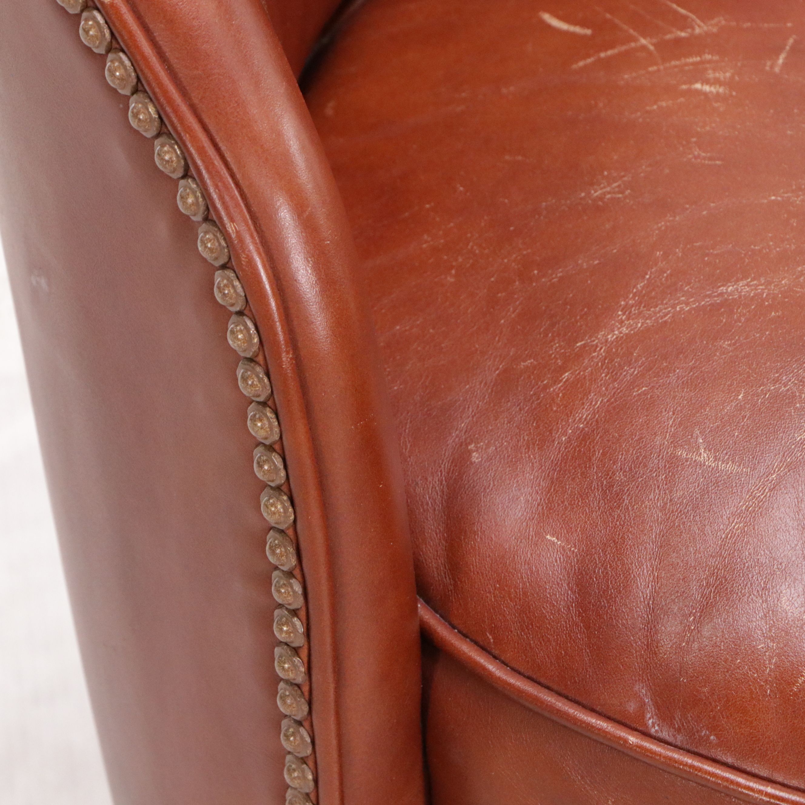 Michael C. Smith Jasper Furniture Leather Barrel Chair