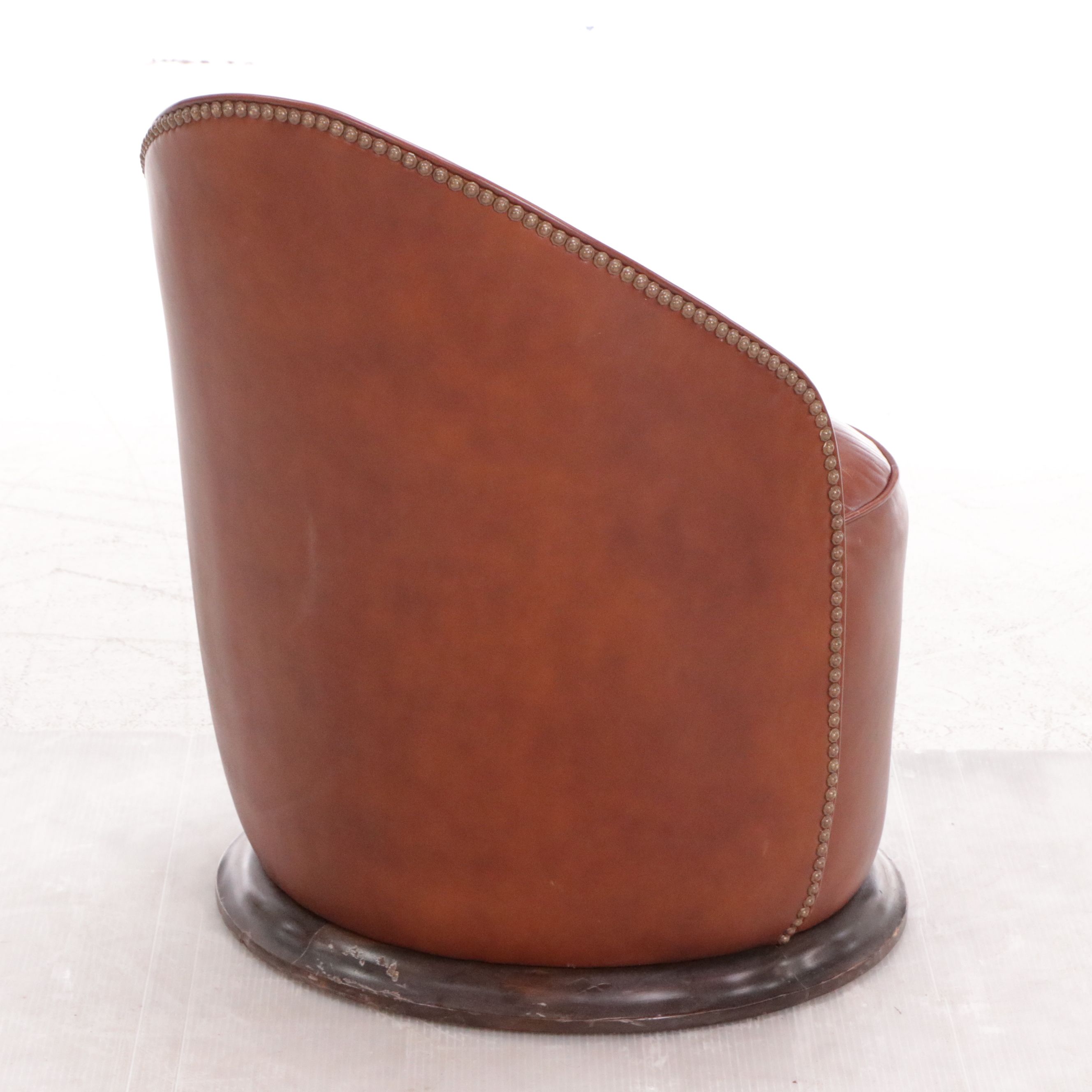 Michael C. Smith Jasper Furniture Leather Barrel Chair