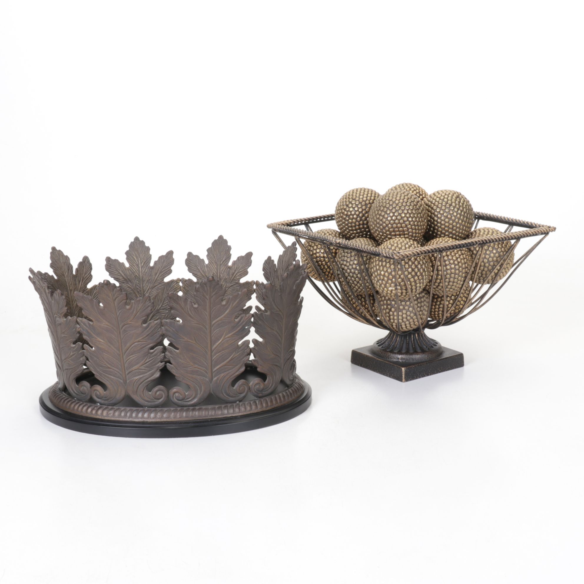 Antiqued & Brass Finish Centerpiece Bowls