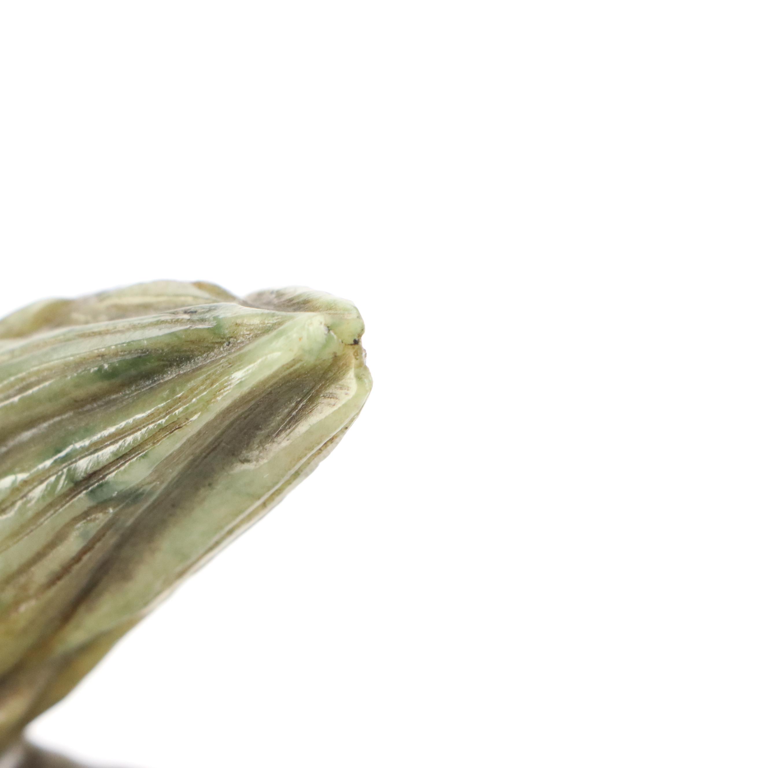 Chinese Carved Serpentine Guardian Lion with Custom Stand and Presentation Box