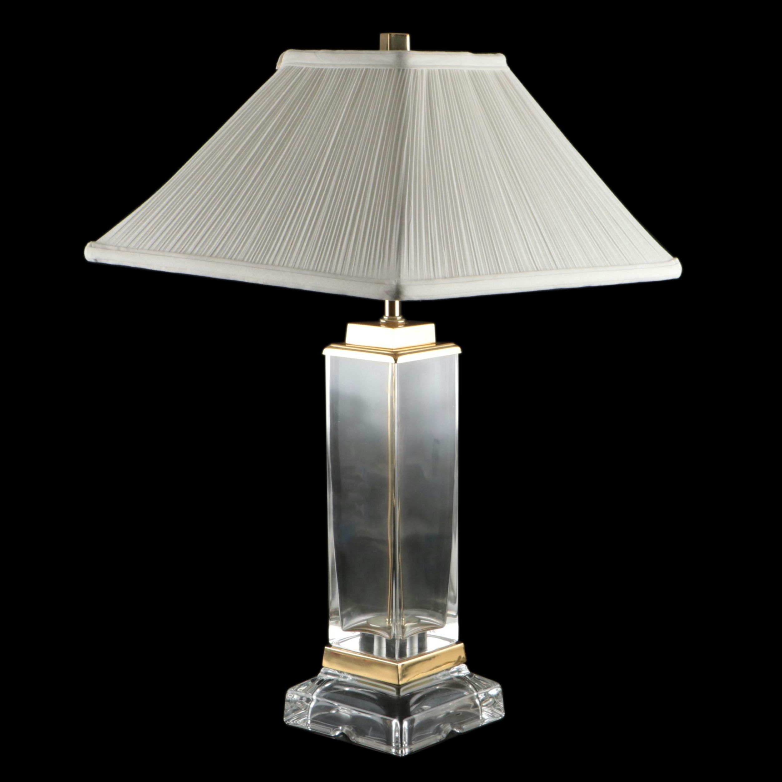 Beth Weissman Blown Glass and Brass Table Lamp with Shade
