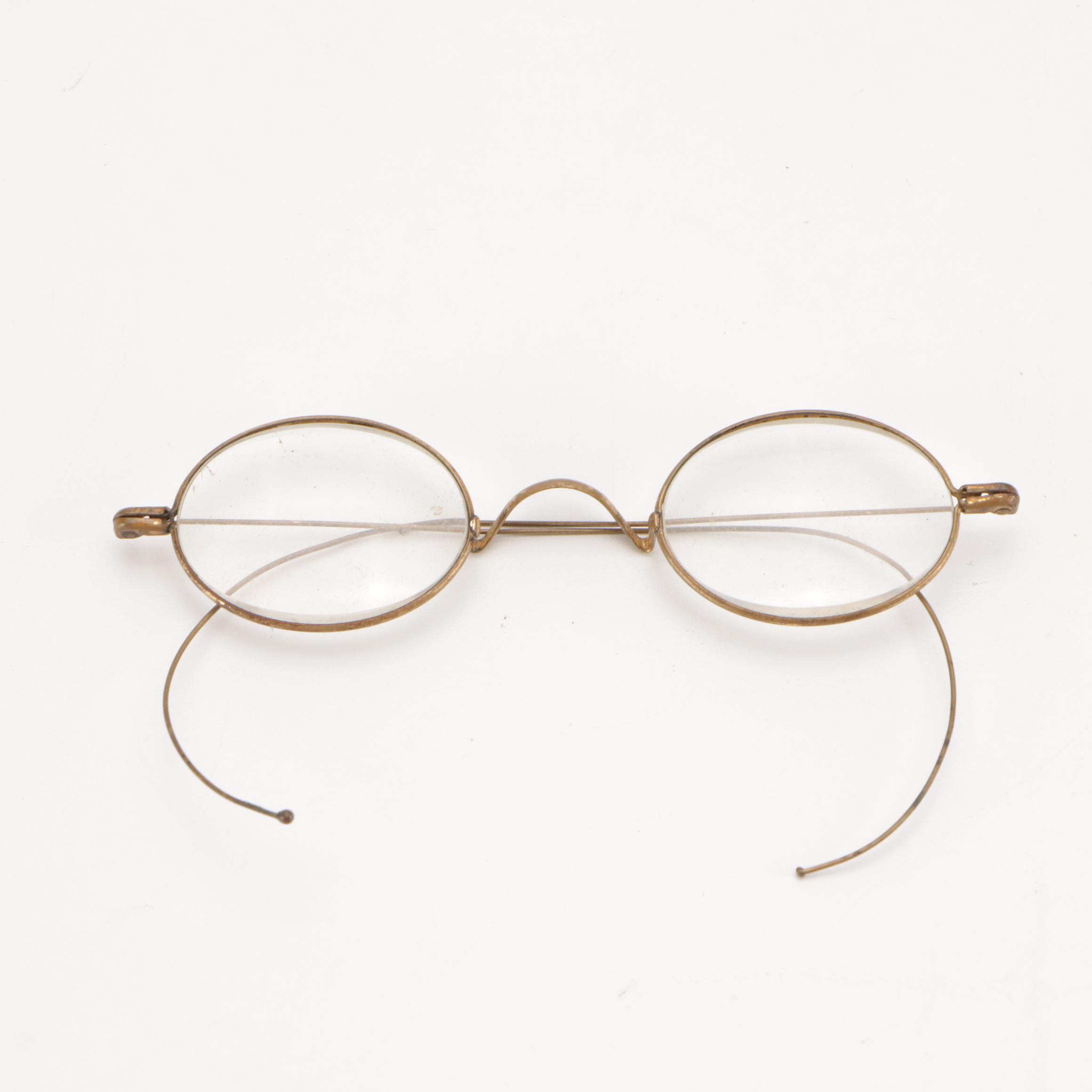 Antique Gold Filled Prescription Rimless and Windsor Eyeglasses with Cases