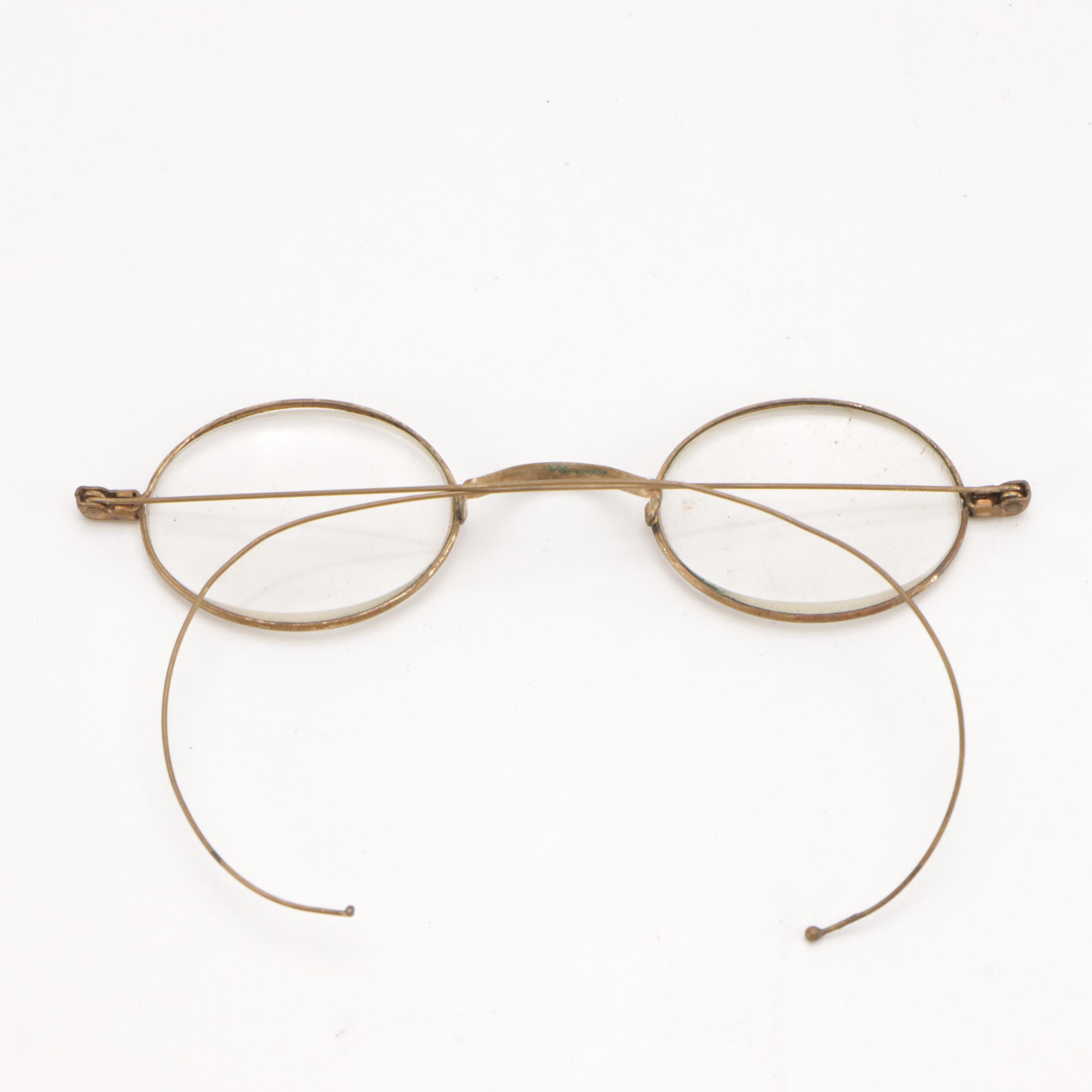 Antique Gold Filled Prescription Rimless and Windsor Eyeglasses with Cases