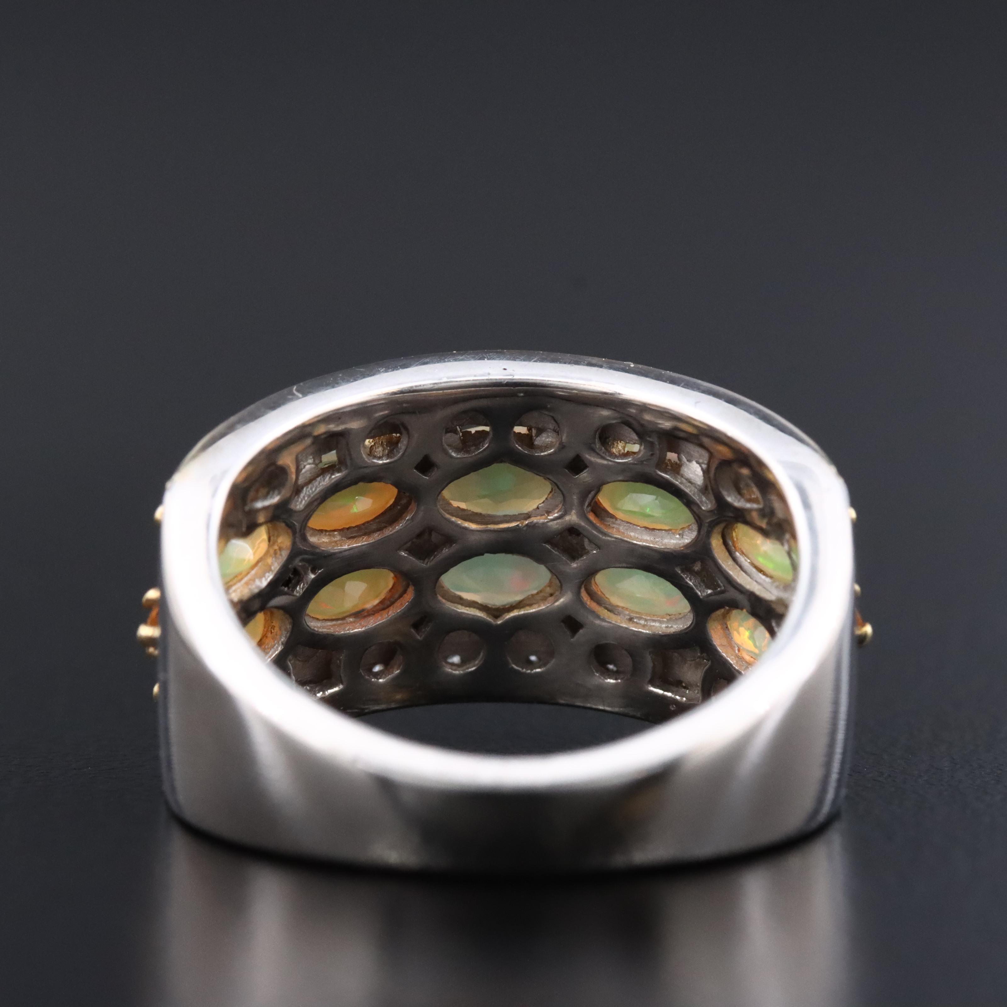 Sterling Opal and White Topaz Ring