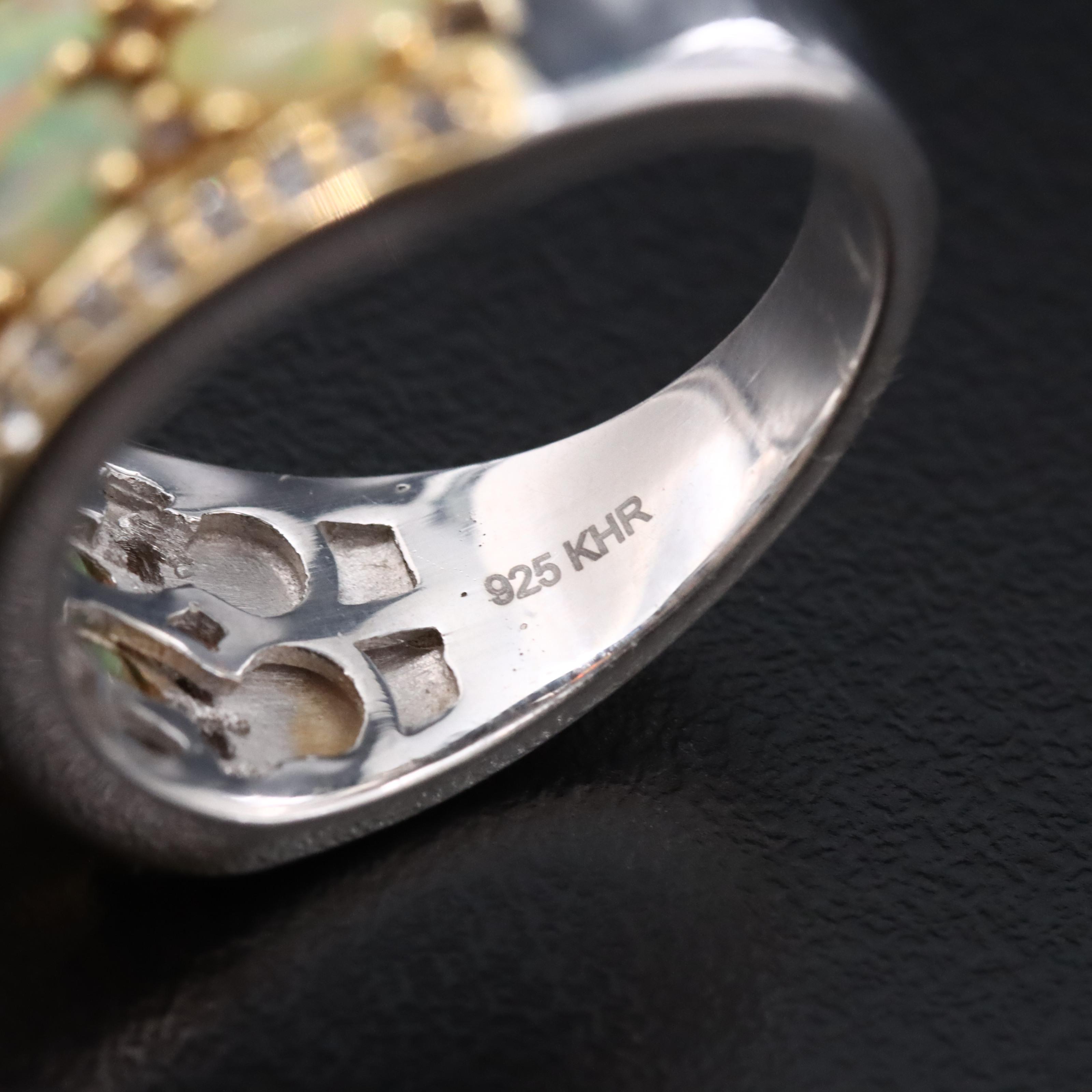 Sterling Opal and White Topaz Ring