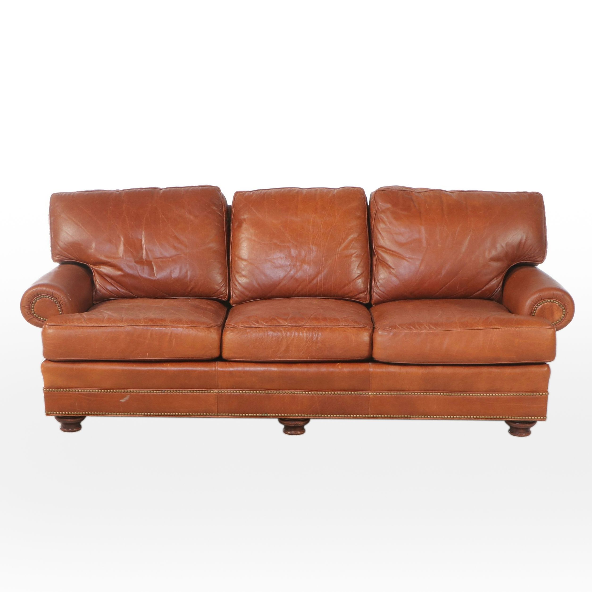 Leathercraft Inc. Brown Leather Sofa