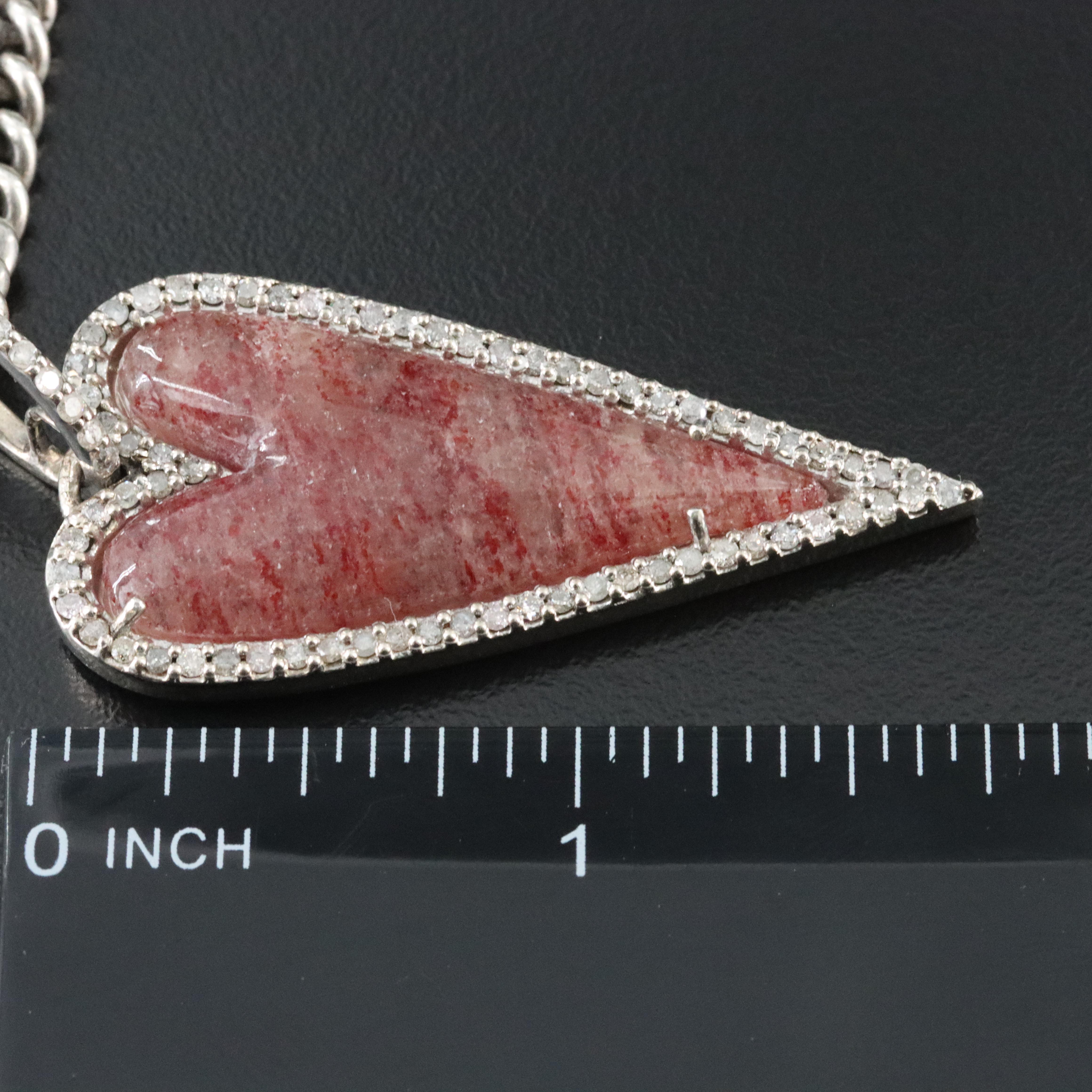 Sterling Sheryl Lowe Strawberry Quartz and Diamond Necklace