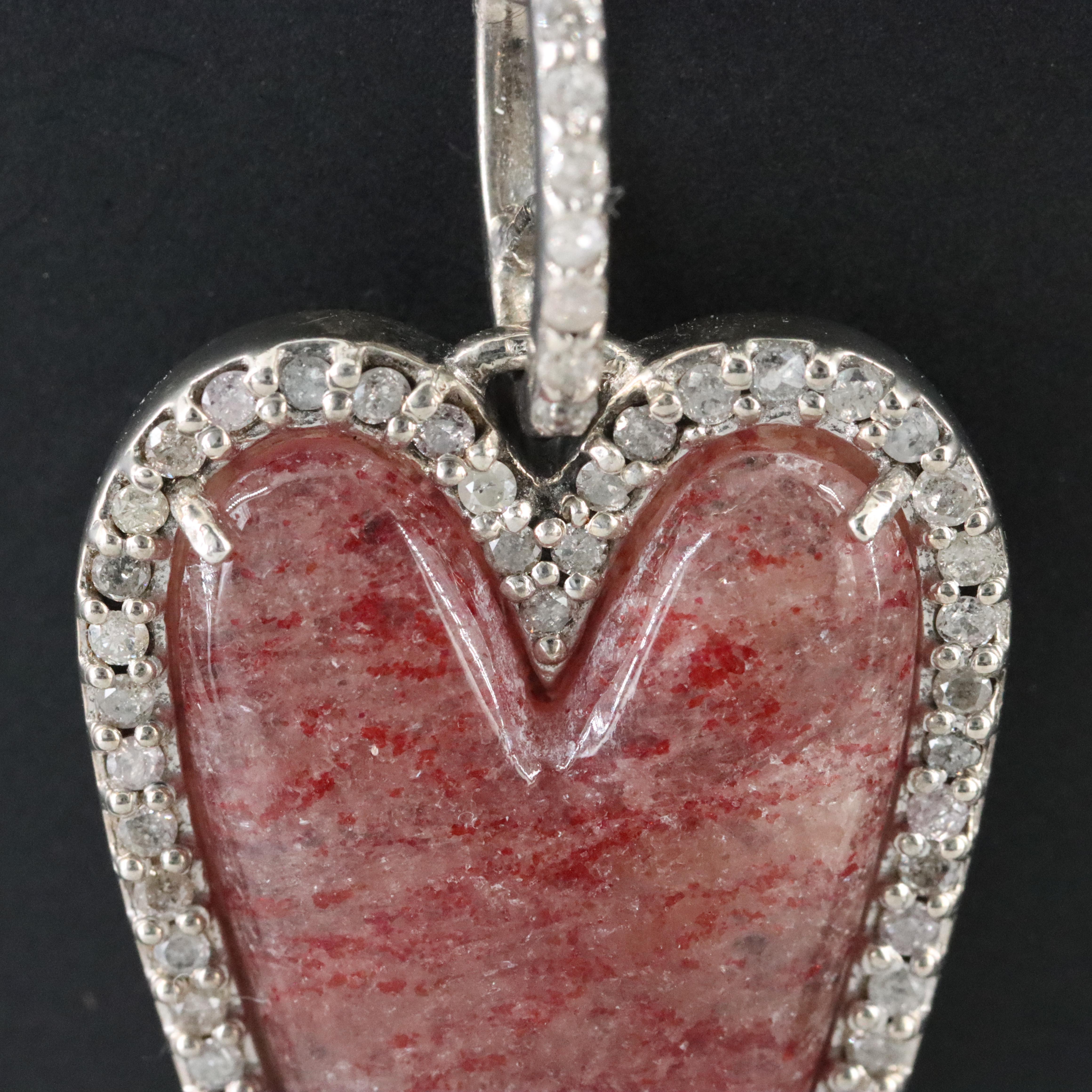 Sterling Sheryl Lowe Strawberry Quartz and Diamond Necklace