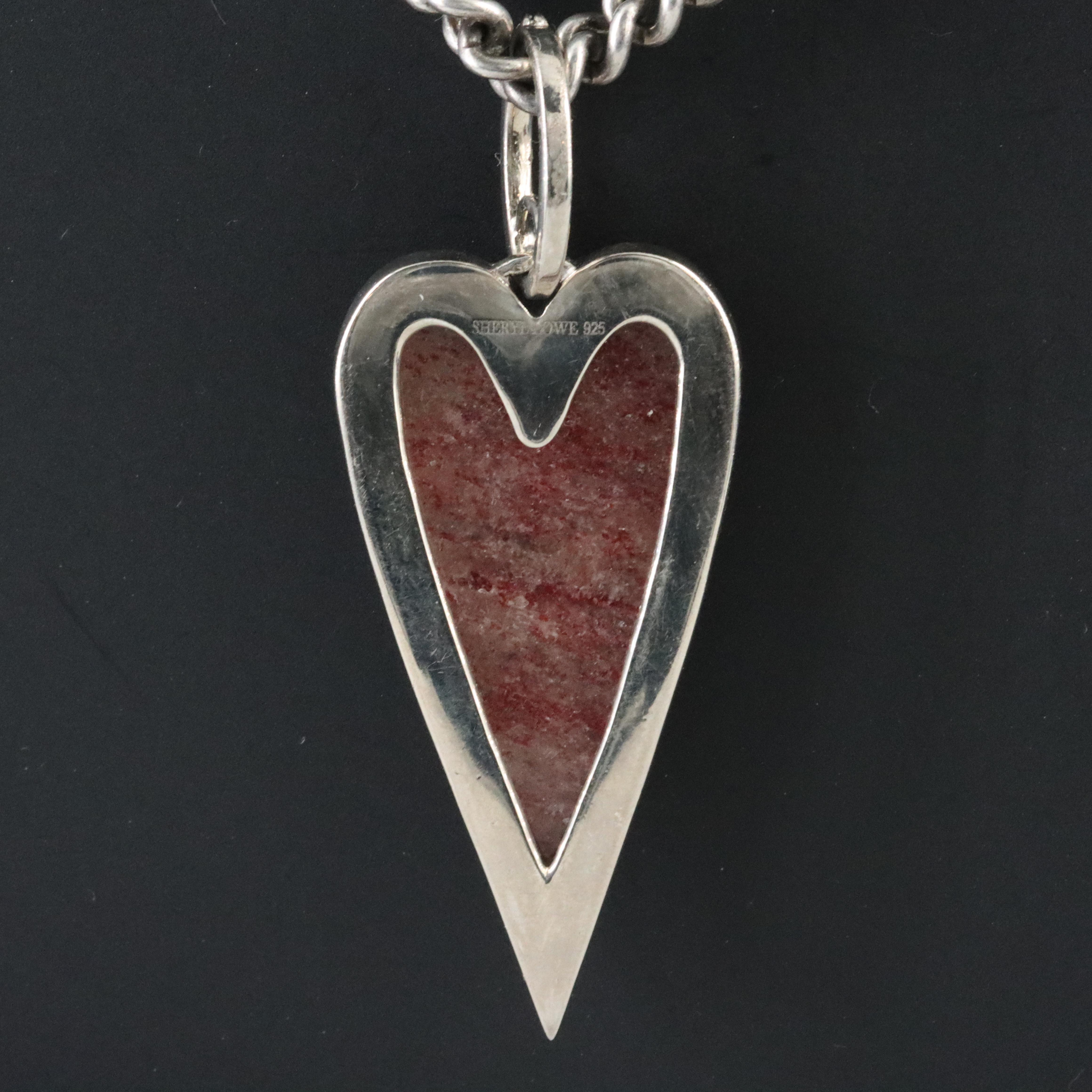 Sterling Sheryl Lowe Strawberry Quartz and Diamond Necklace