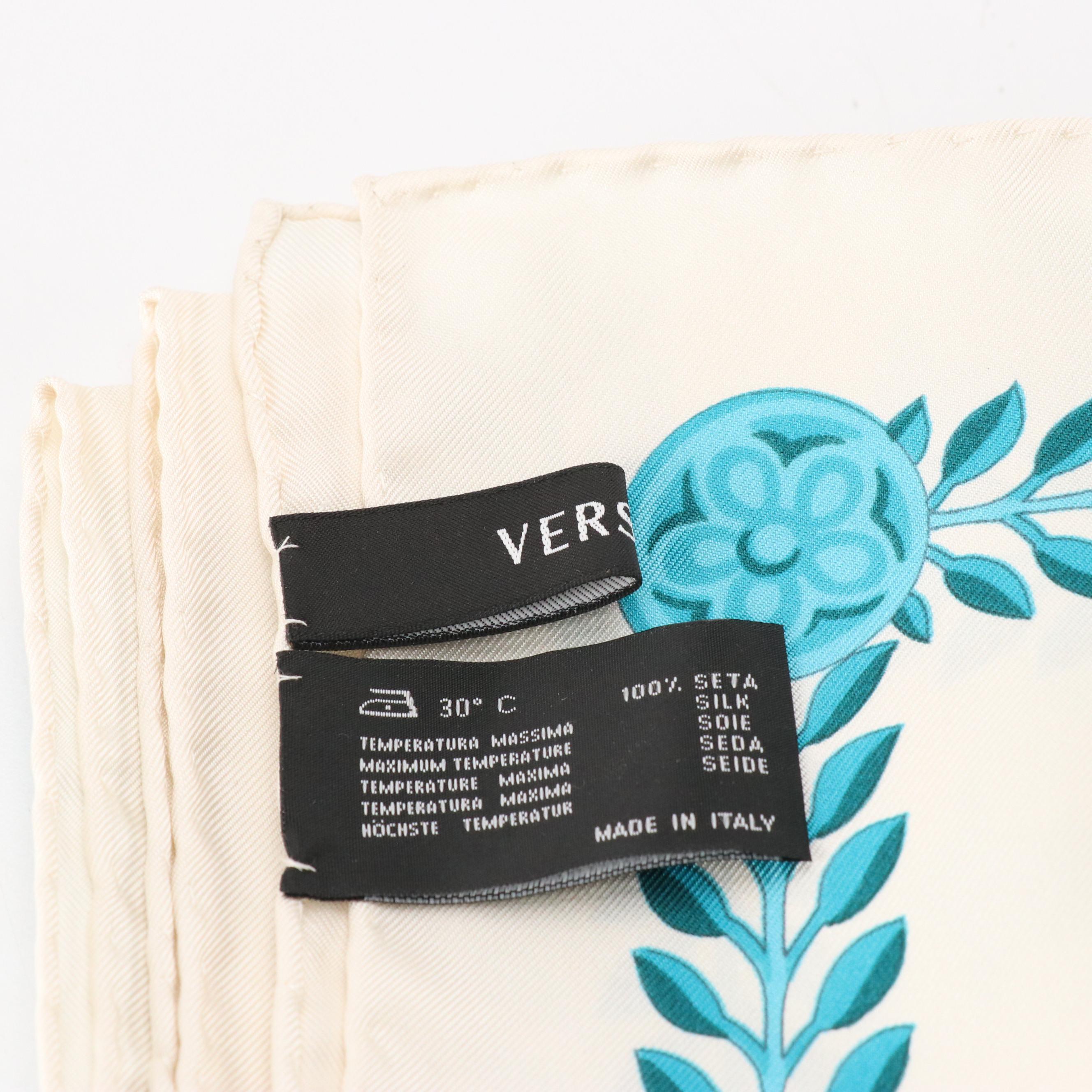 Versace Blue Printed Silk Twill Scarf in Box