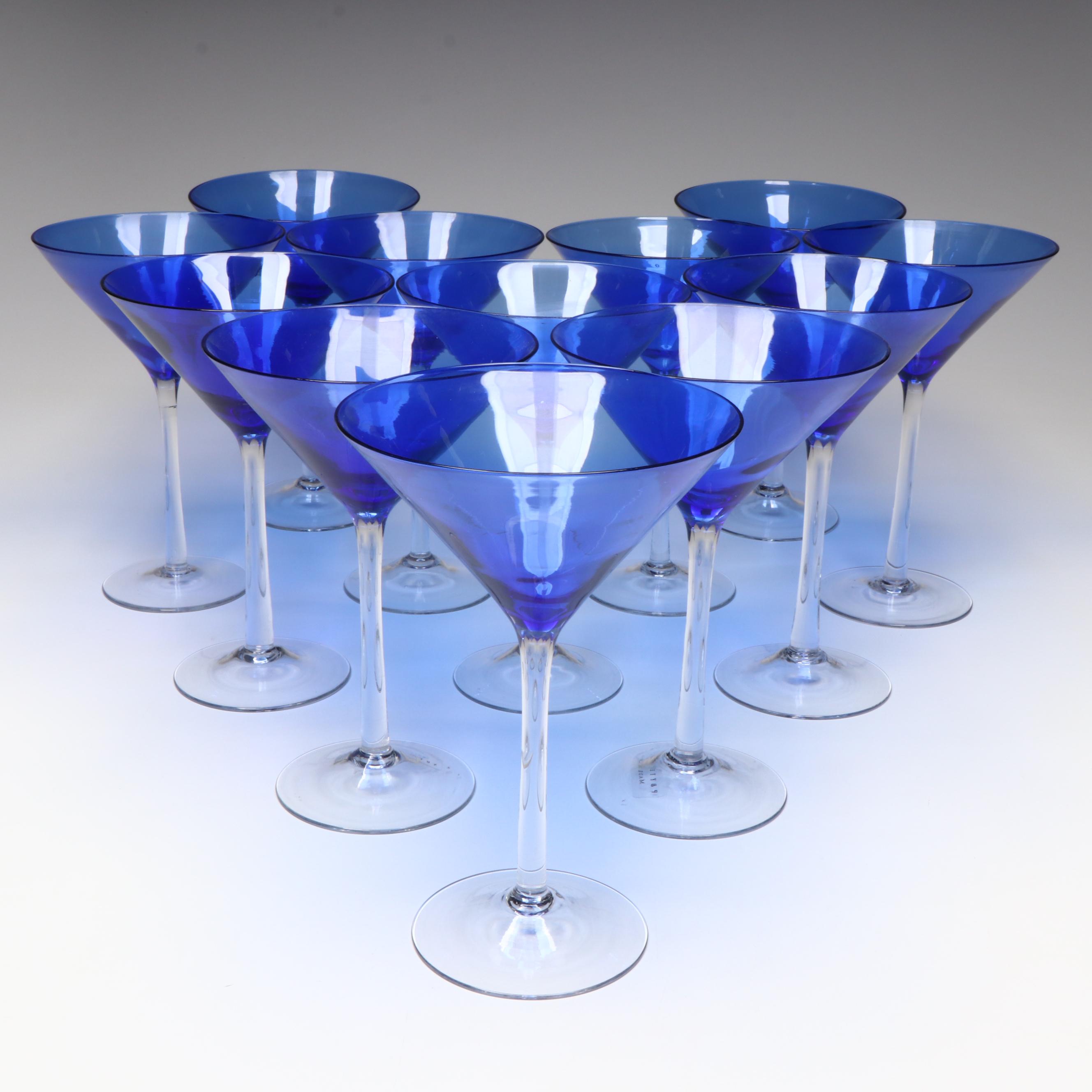 Pottery Barn Cobalt Blue Martini Glasses