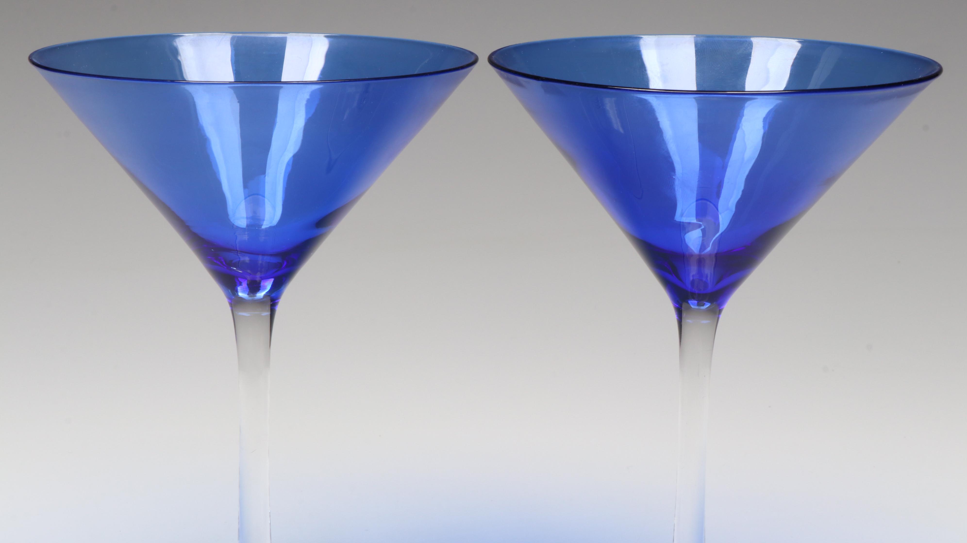 Pottery Barn Cobalt Blue Martini Glasses