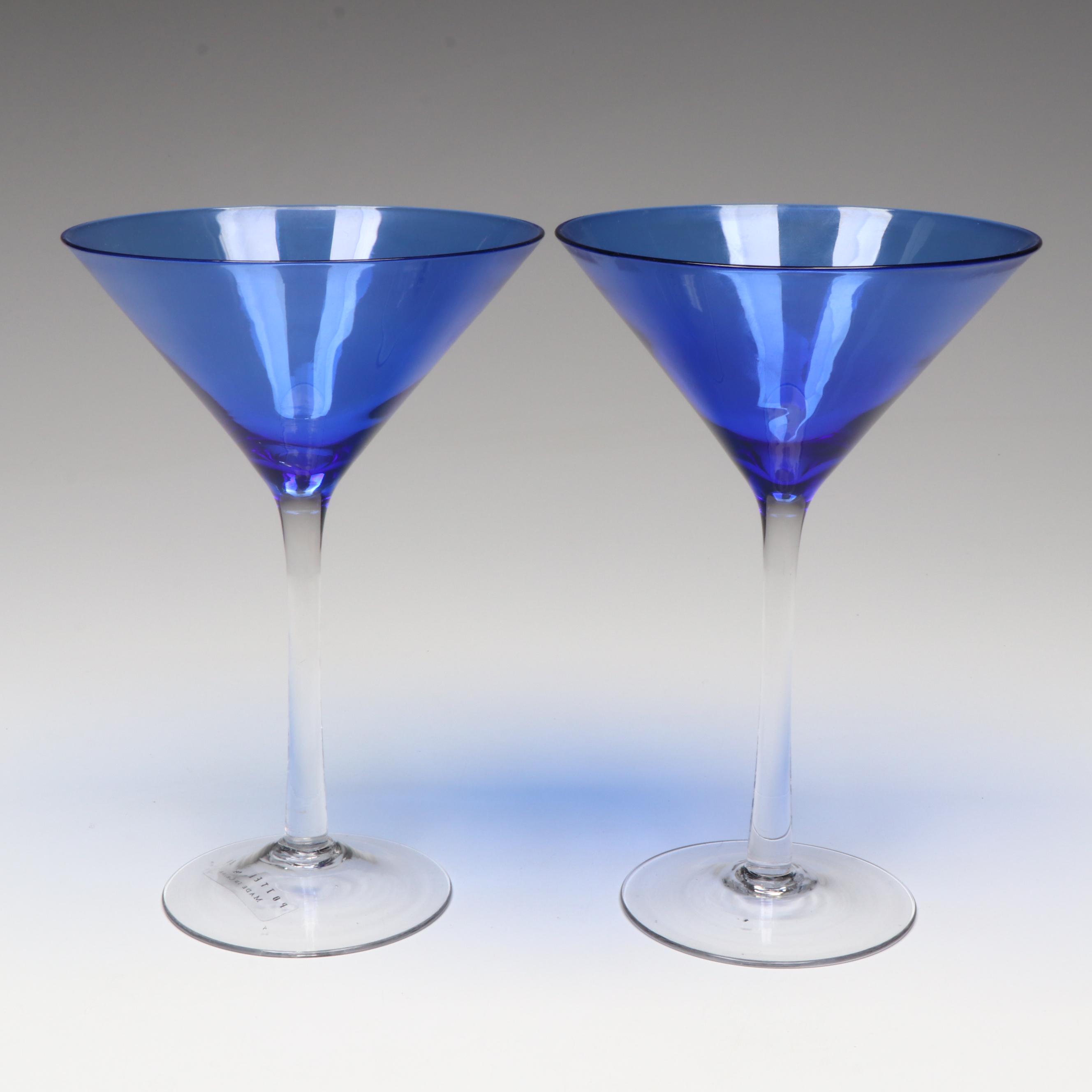 Pottery Barn Cobalt Blue Martini Glasses