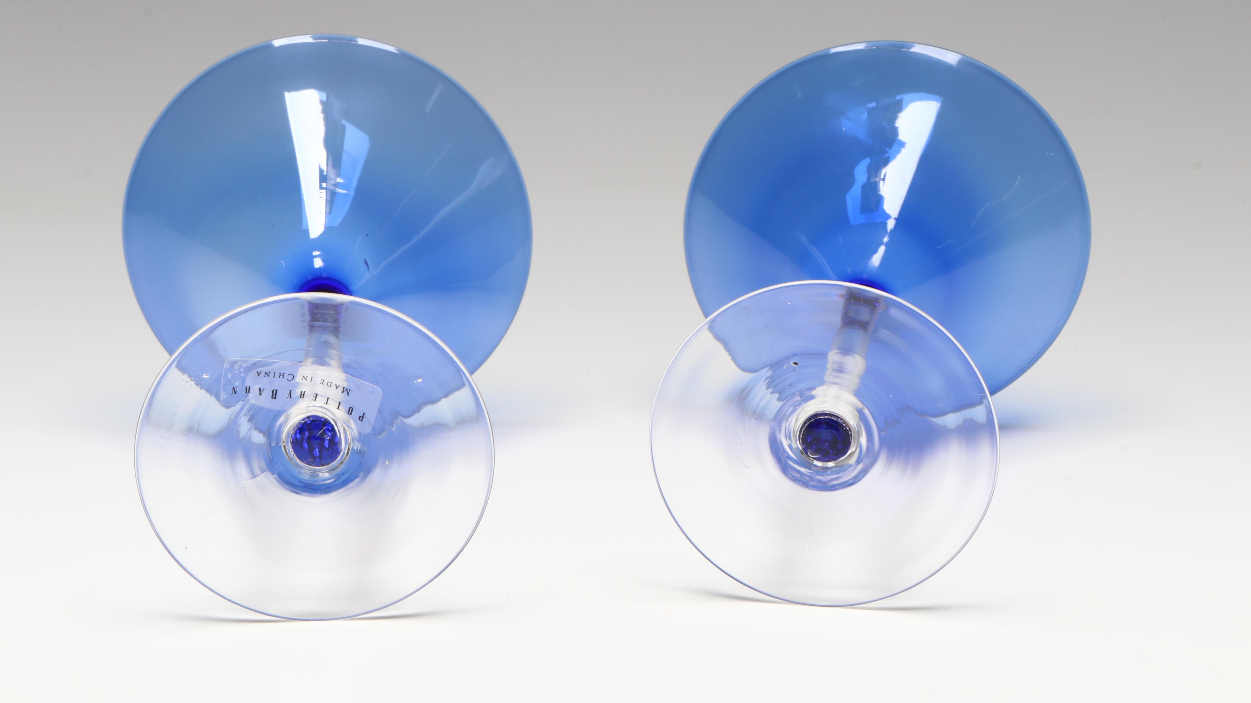 Pottery Barn Cobalt Blue Martini Glasses