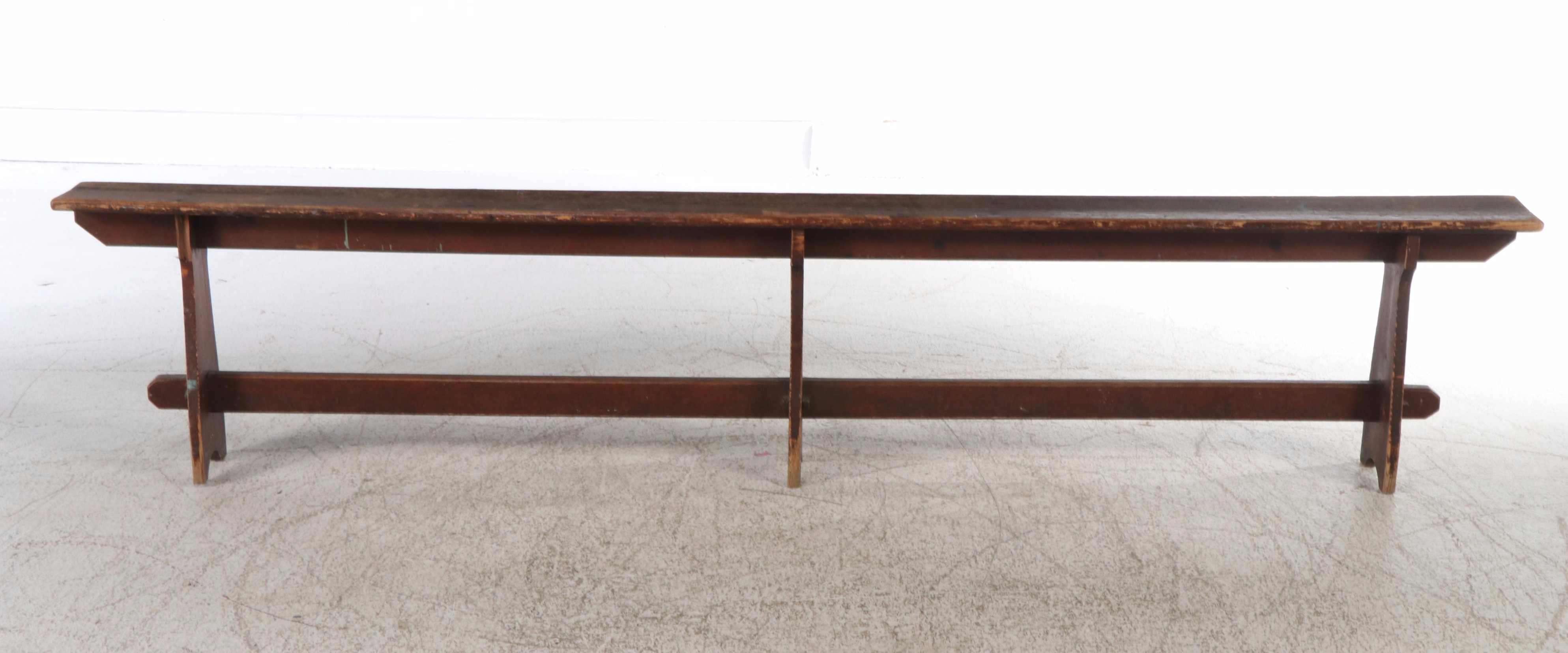 Rustic Pine Trestle-Style Bench, Early to Mid-20th Century