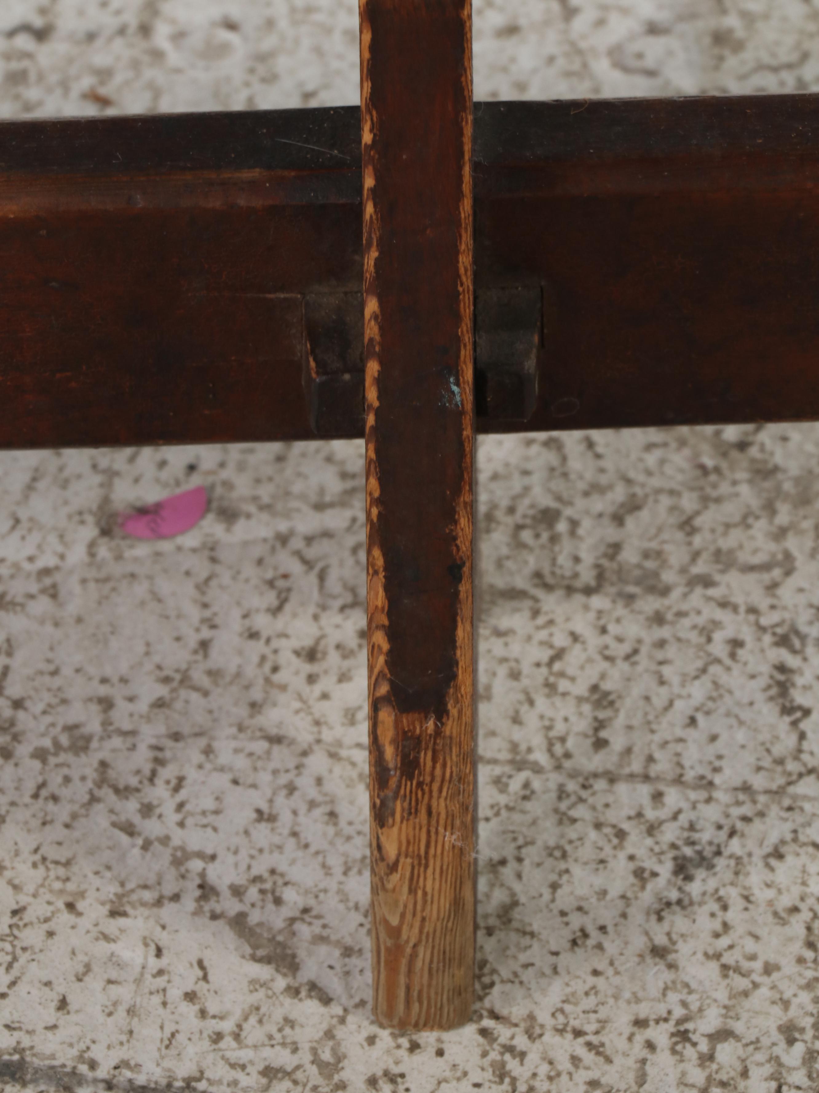 Rustic Pine Trestle-Style Bench, Early to Mid-20th Century