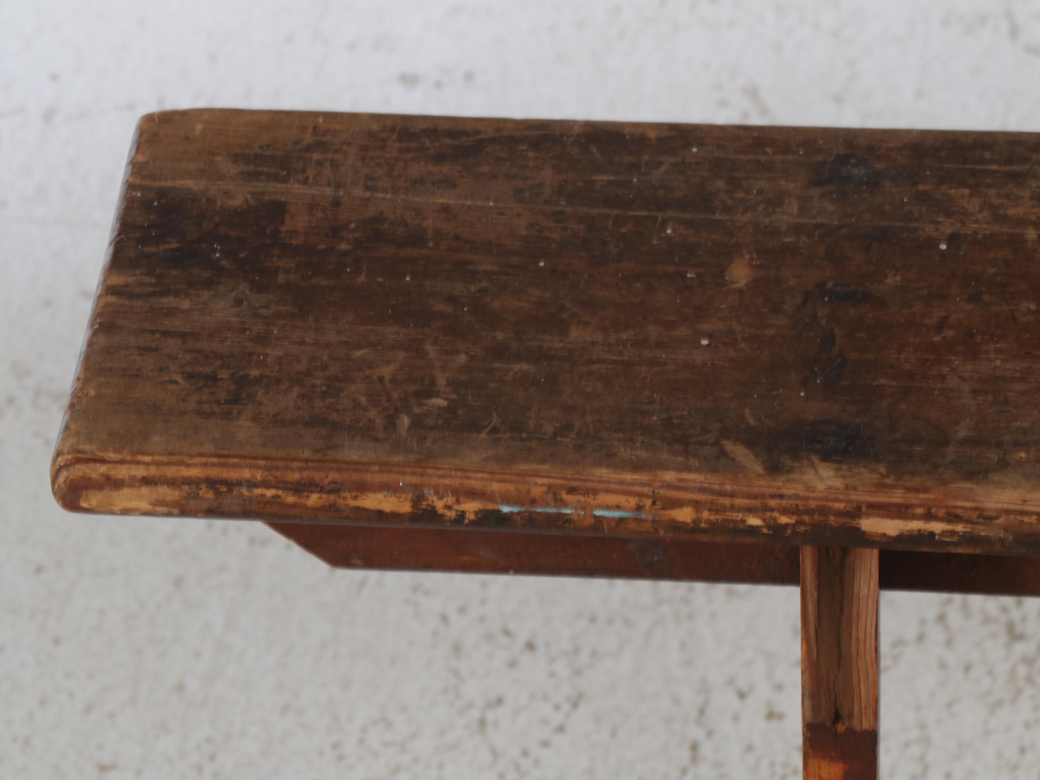 Rustic Pine Trestle-Style Bench, Early to Mid-20th Century
