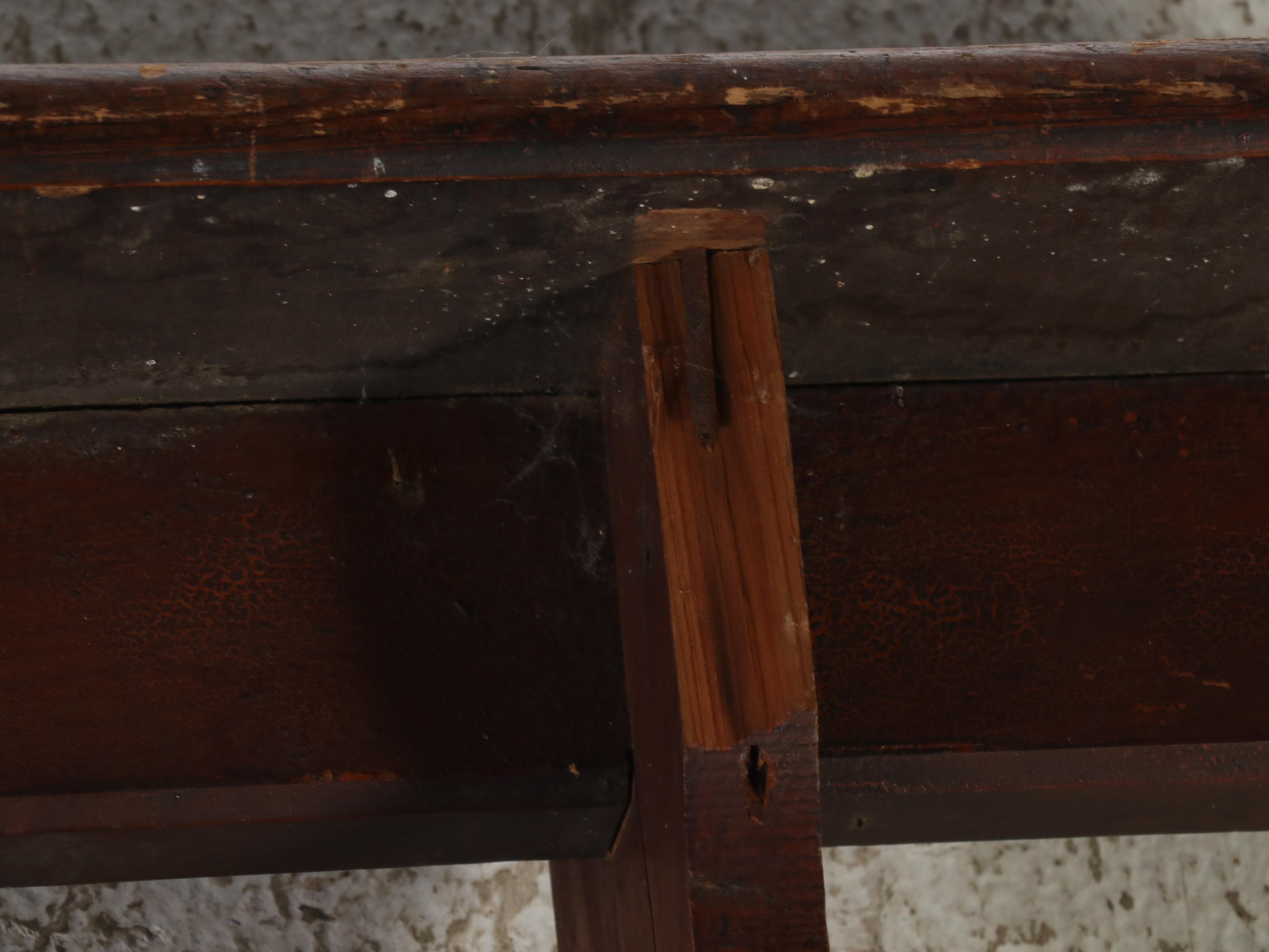 Rustic Pine Trestle-Style Bench, Early to Mid-20th Century