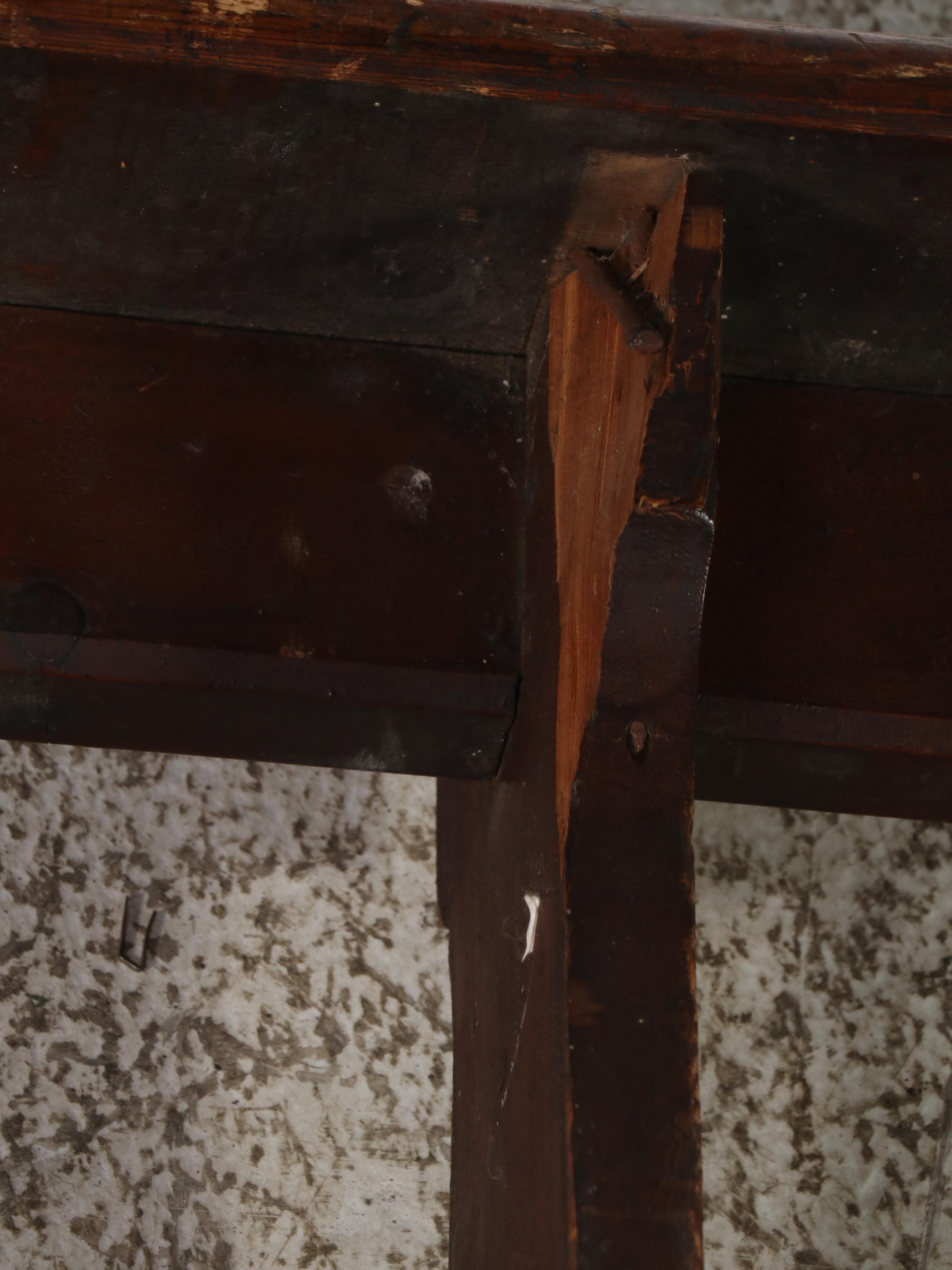 Rustic Pine Trestle-Style Bench, Early to Mid-20th Century