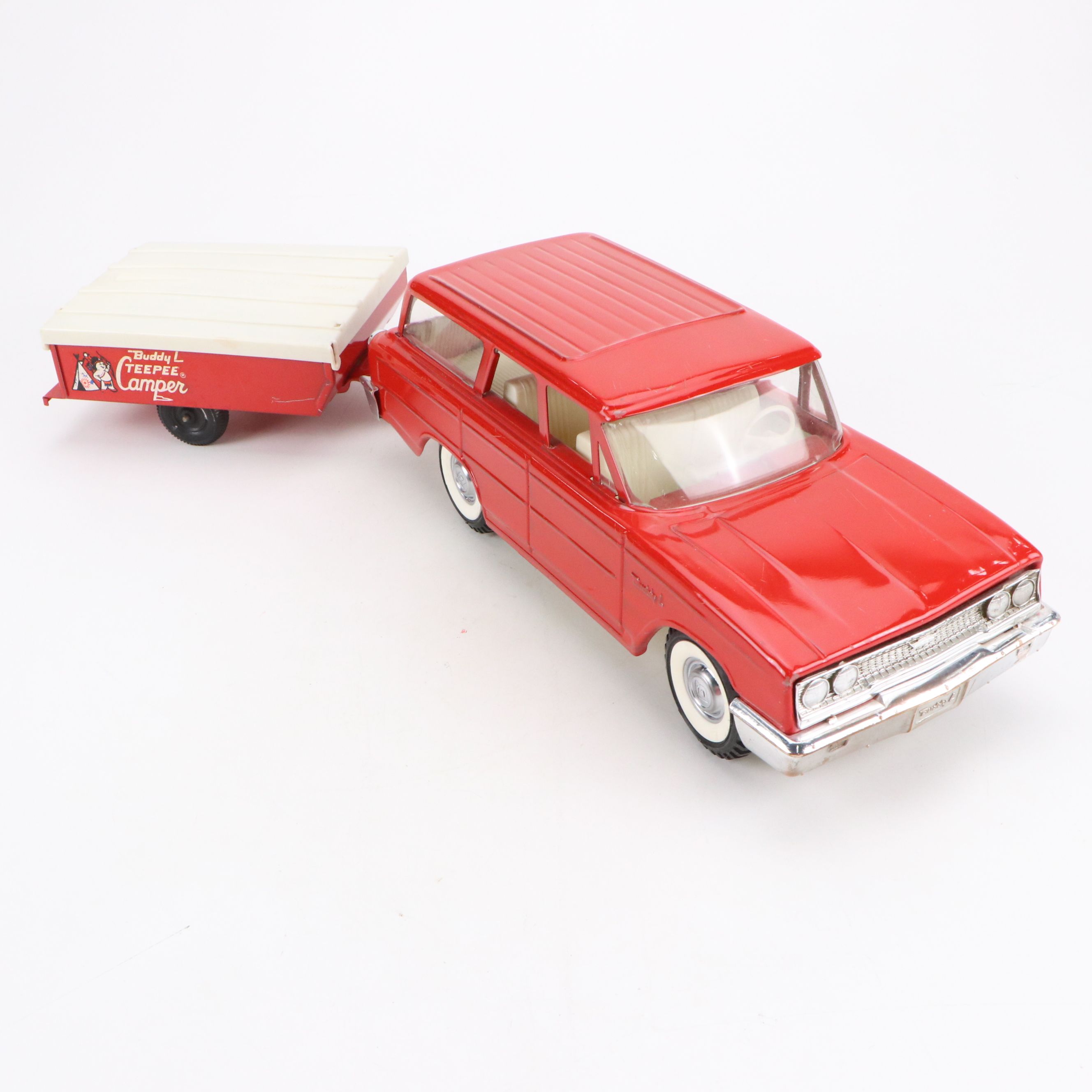 Buddy L Station Wagon & Teepee Camper Toy Set, Mid-20th Century