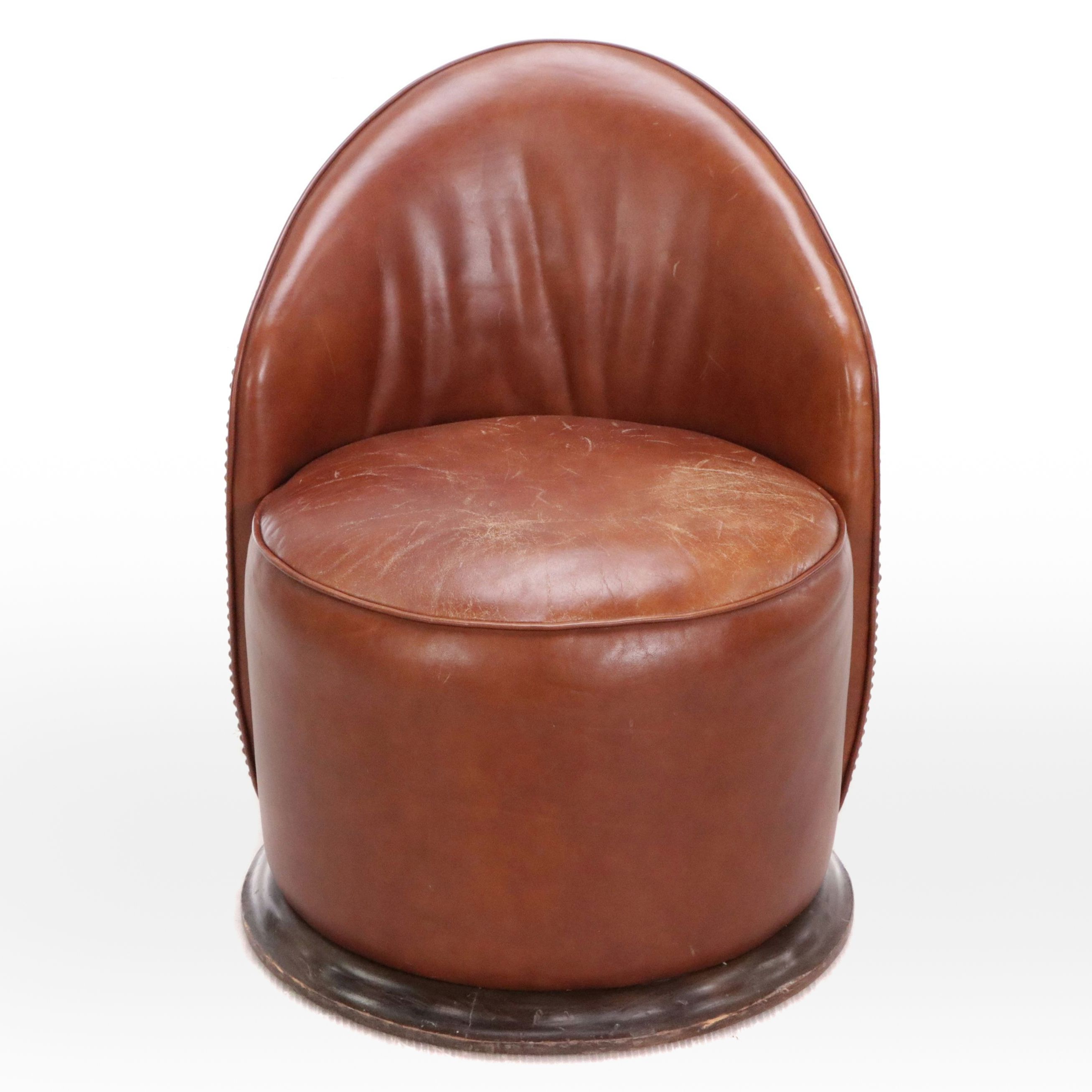 Michael C. Smith Jasper Furniture Leather Barrel Chair