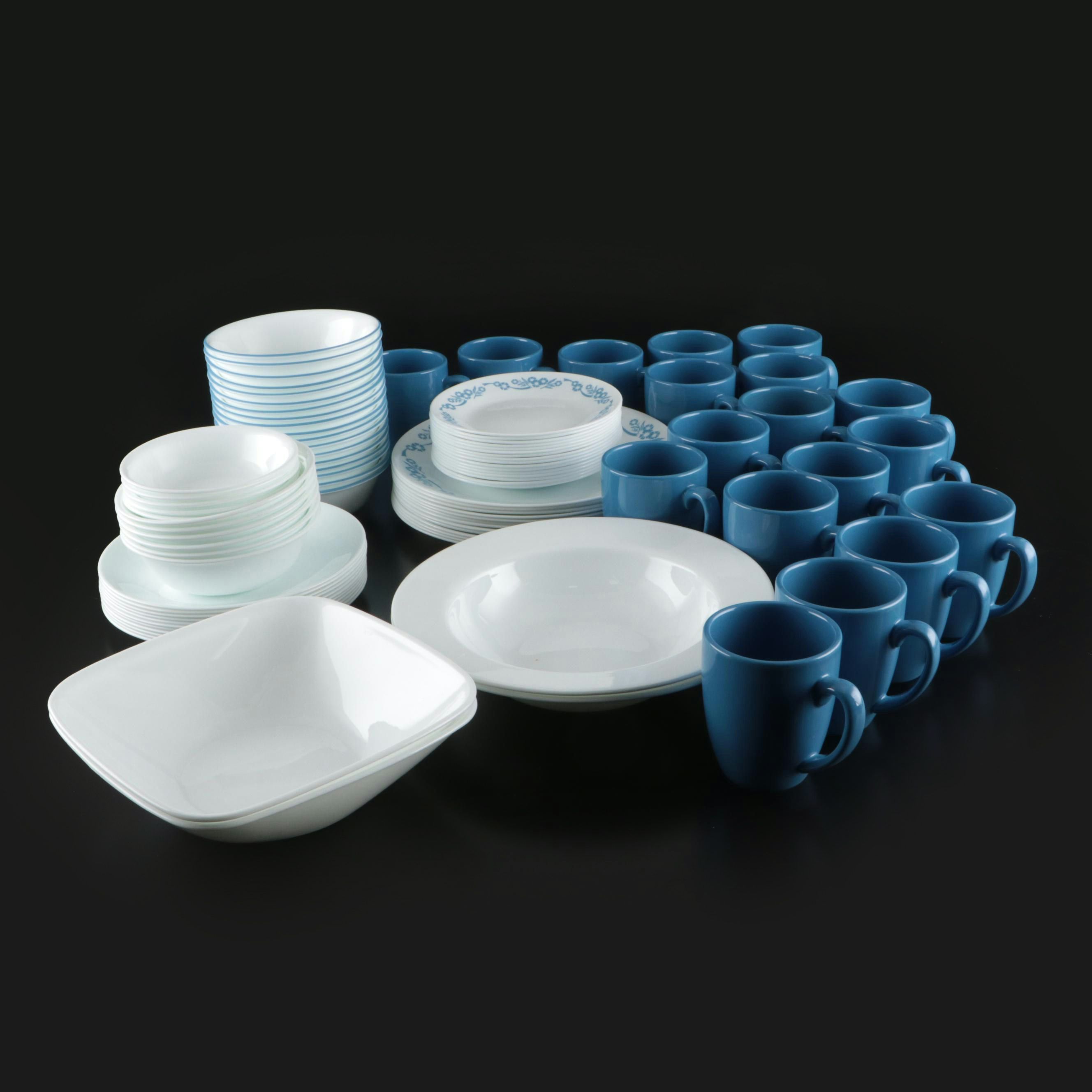 Corelle Blue and White Ceramic Dinnerware
