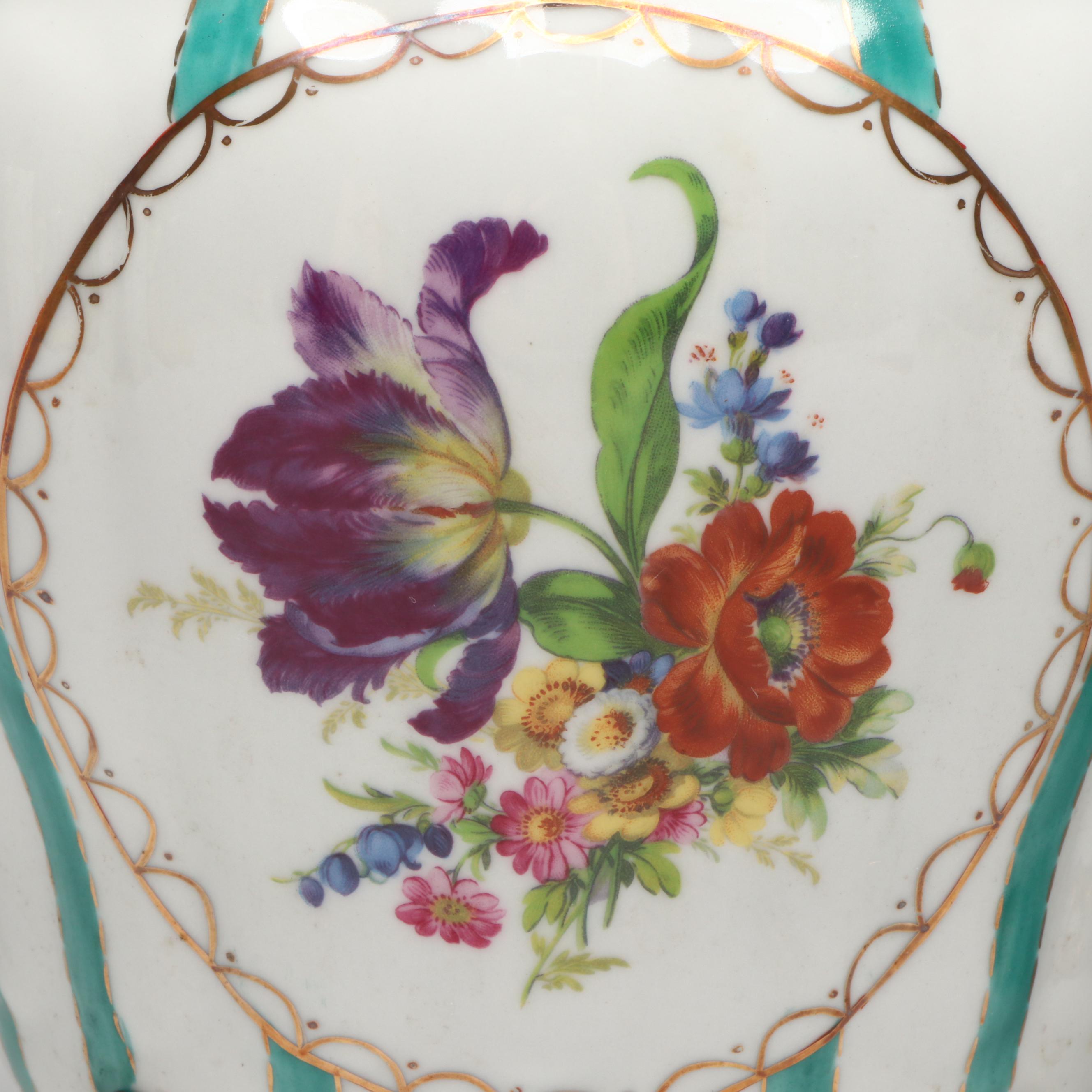 Royal Europe Hand-Painted Gilt Ceramic Cachepots