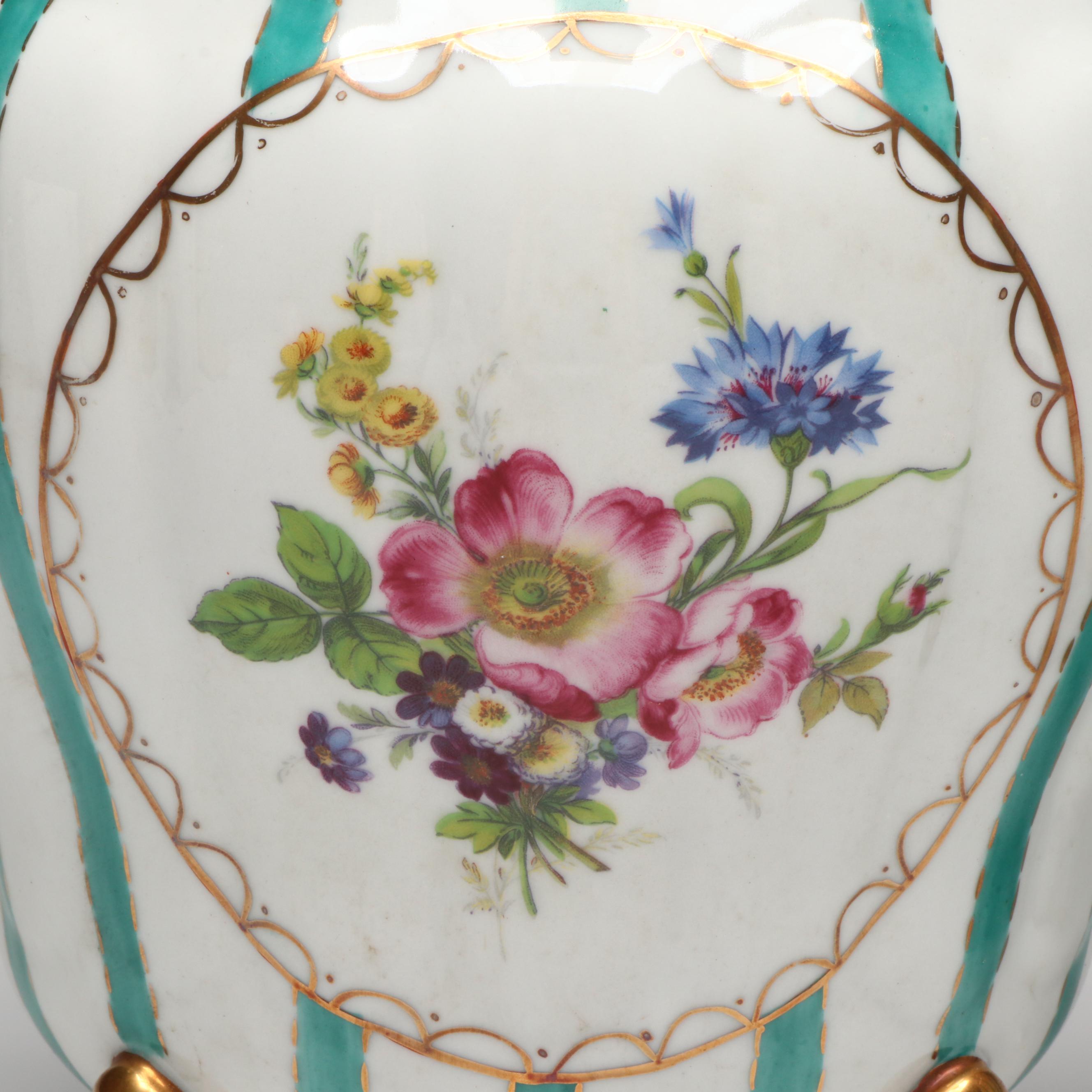 Royal Europe Hand-Painted Gilt Ceramic Cachepots