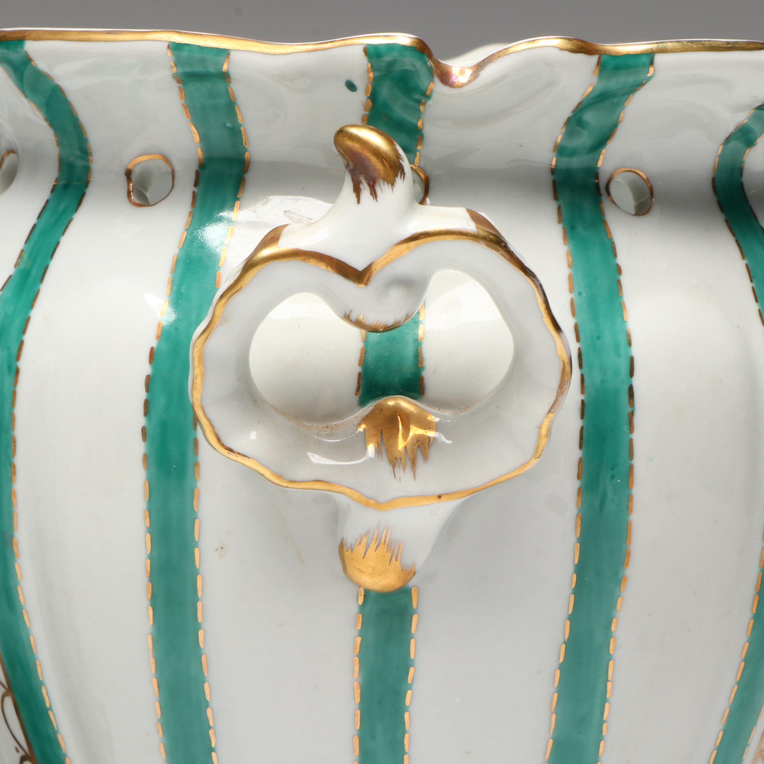 Royal Europe Hand-Painted Gilt Ceramic Cachepots